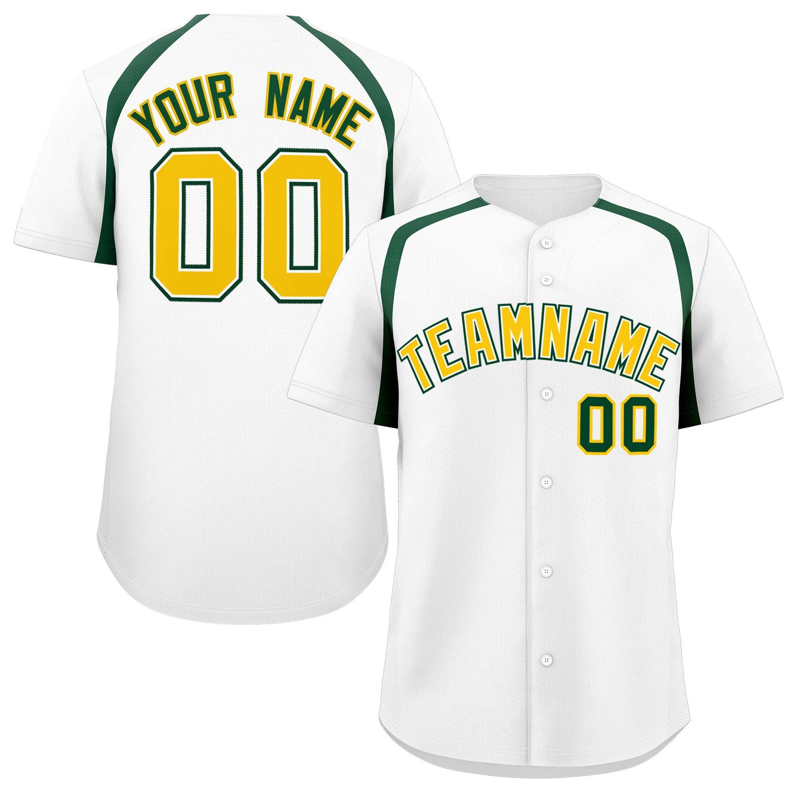 Custom White Kelly Green Personalized Color Block Authentic Baseball Jersey