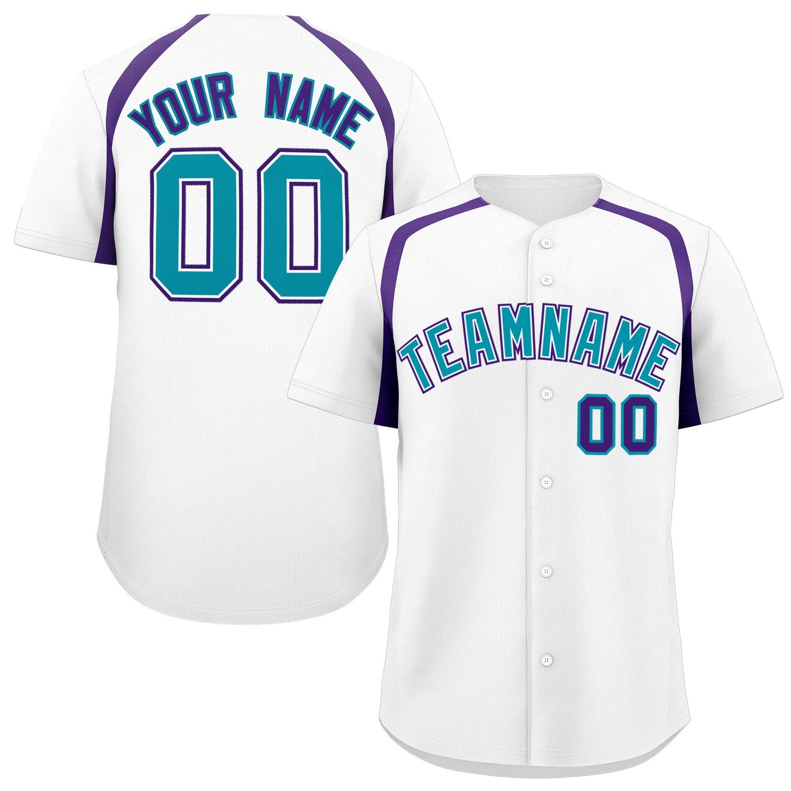 Custom White Purple Personalized Color Block Authentic Baseball Jersey