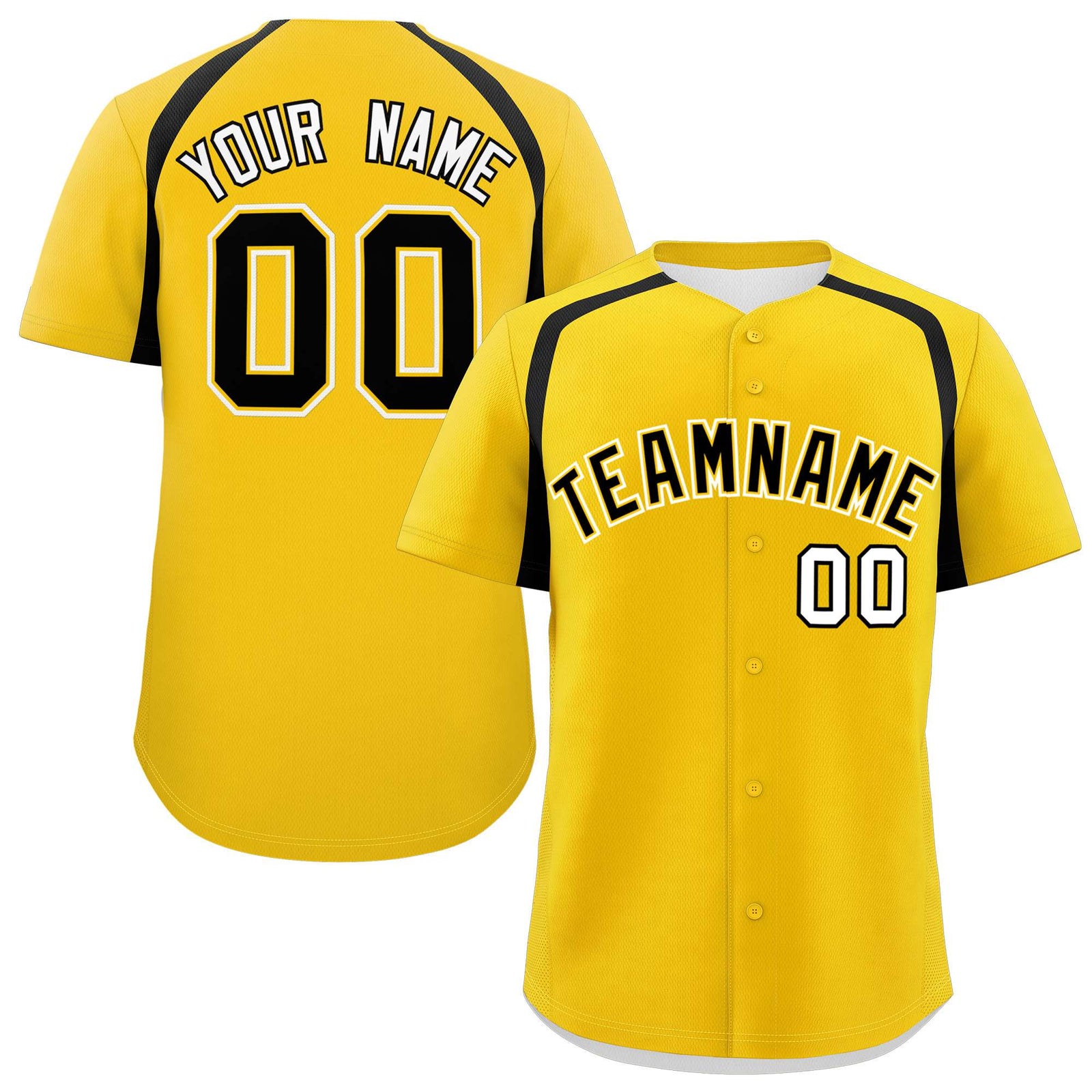 Custom Gold Black Personalized Color Block Authentic Baseball Jersey
