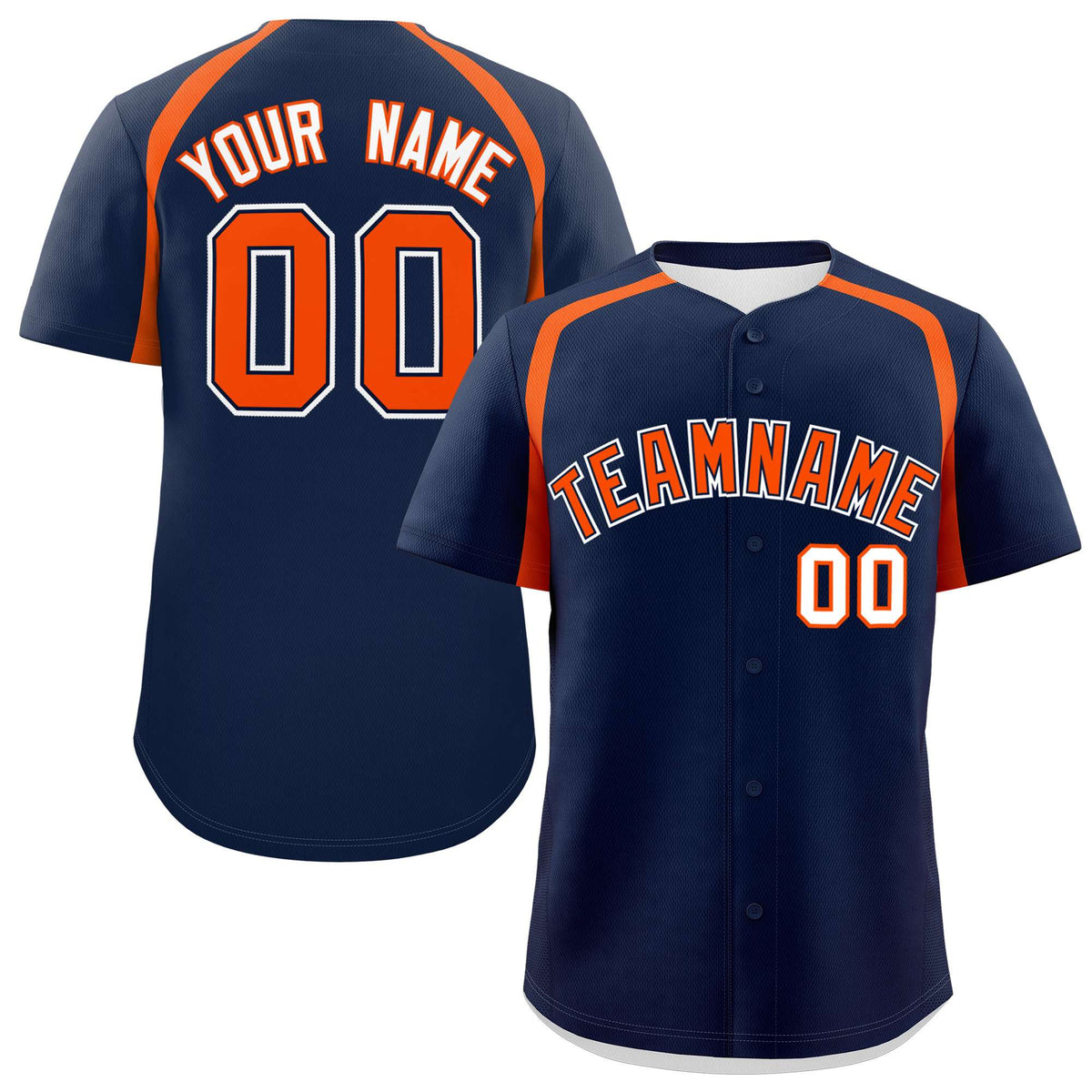 Custom Navy Orange Personalized Color Block Authentic Baseball Jersey