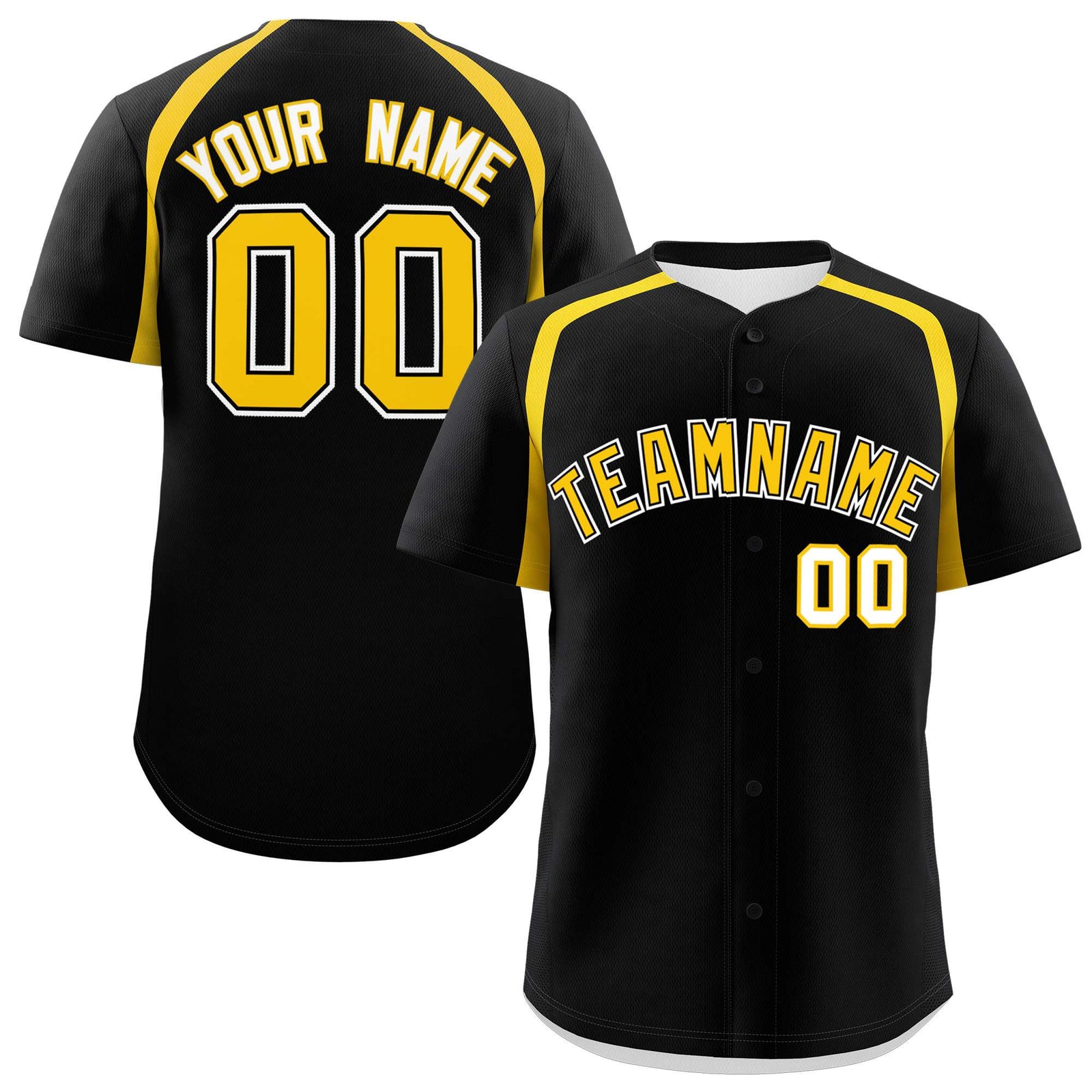 Custom Black Gold Personalized Color Block Authentic Baseball Jersey