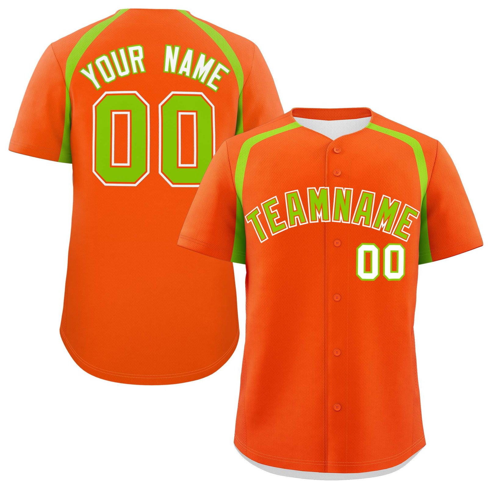 Custom Orange Neon Green Personalized Color Block Authentic Baseball Jersey
