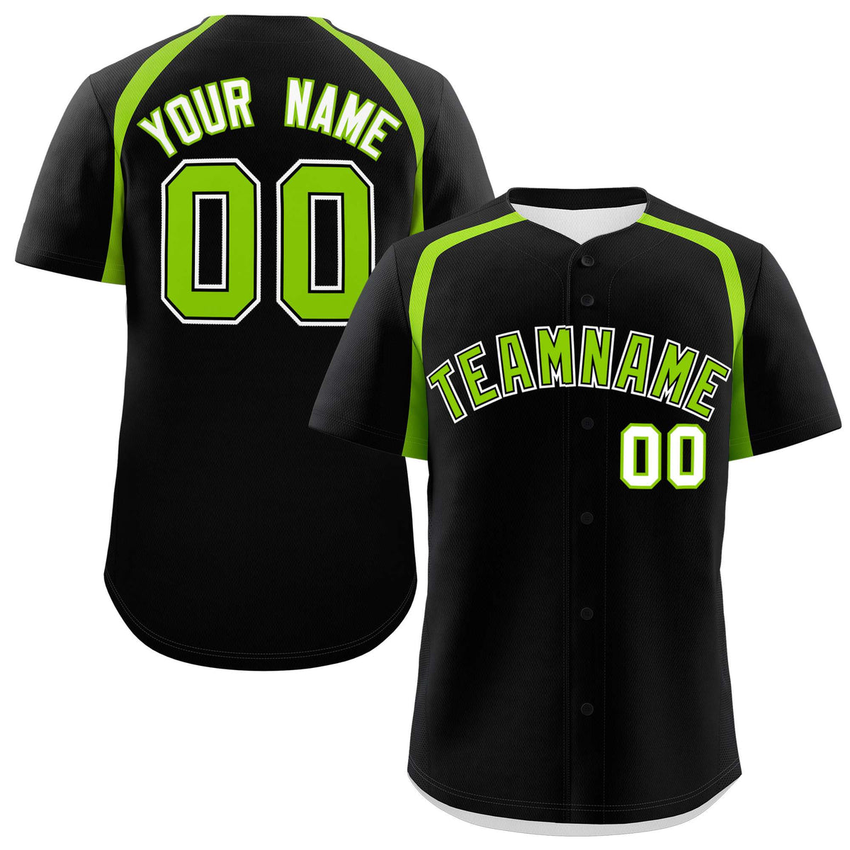 Custom Black Neon Green Personalized Color Block Authentic Baseball Jersey