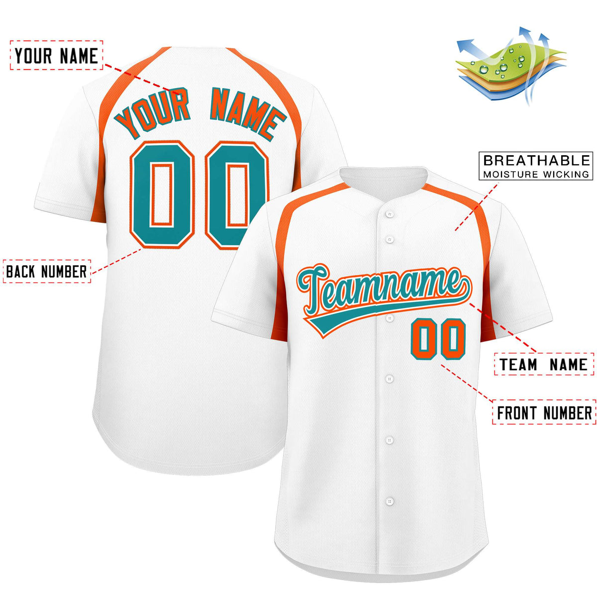 Custom White Orange Personalized Color Block Authentic Baseball Jersey