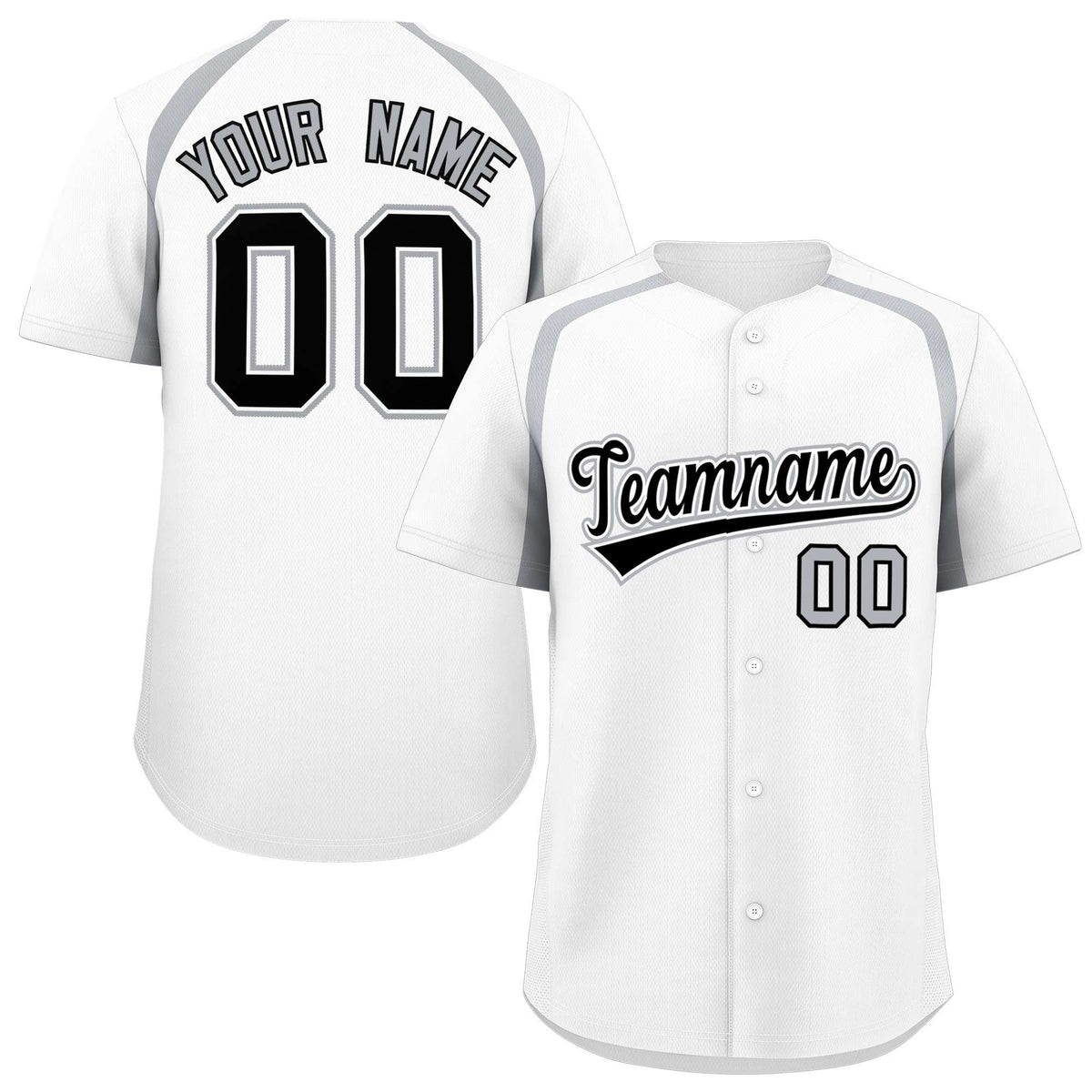 Custom White Silver Personalized Color Block Authentic Baseball Jersey