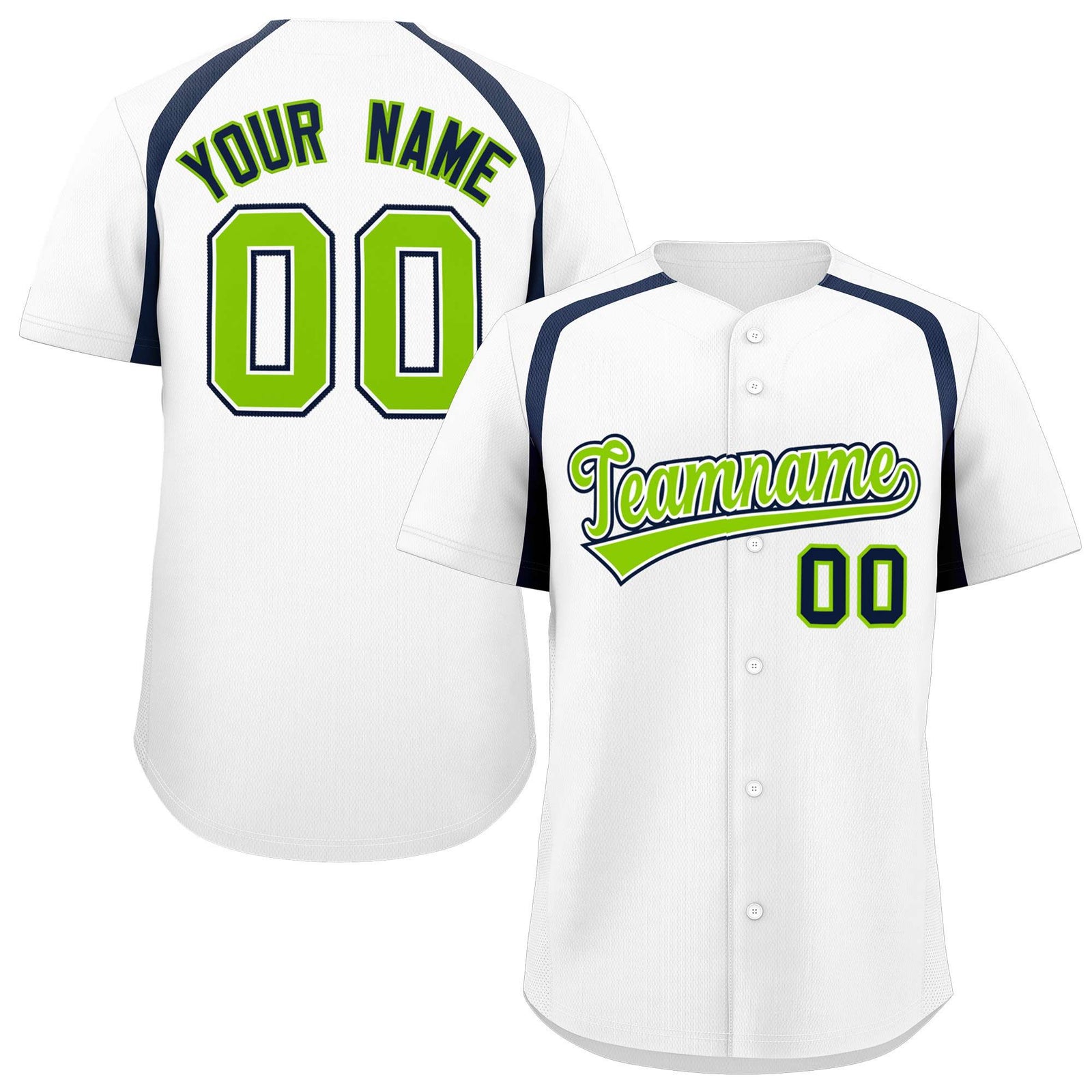 Custom White Navy Personalized Color Block Authentic Baseball Jersey