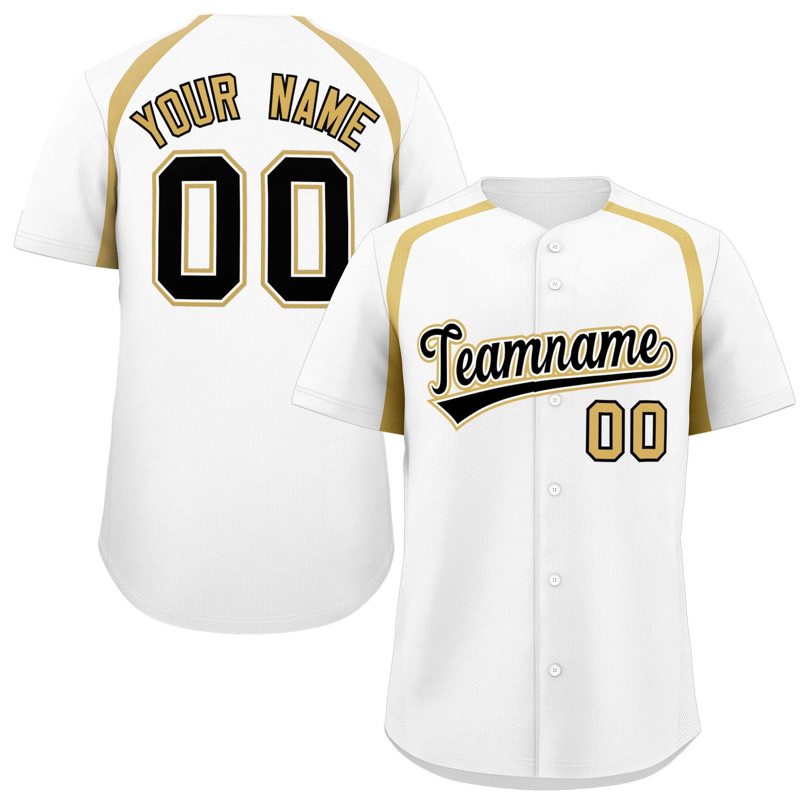 Custom White Old Gold Personalized Color Block Authentic Baseball Jersey