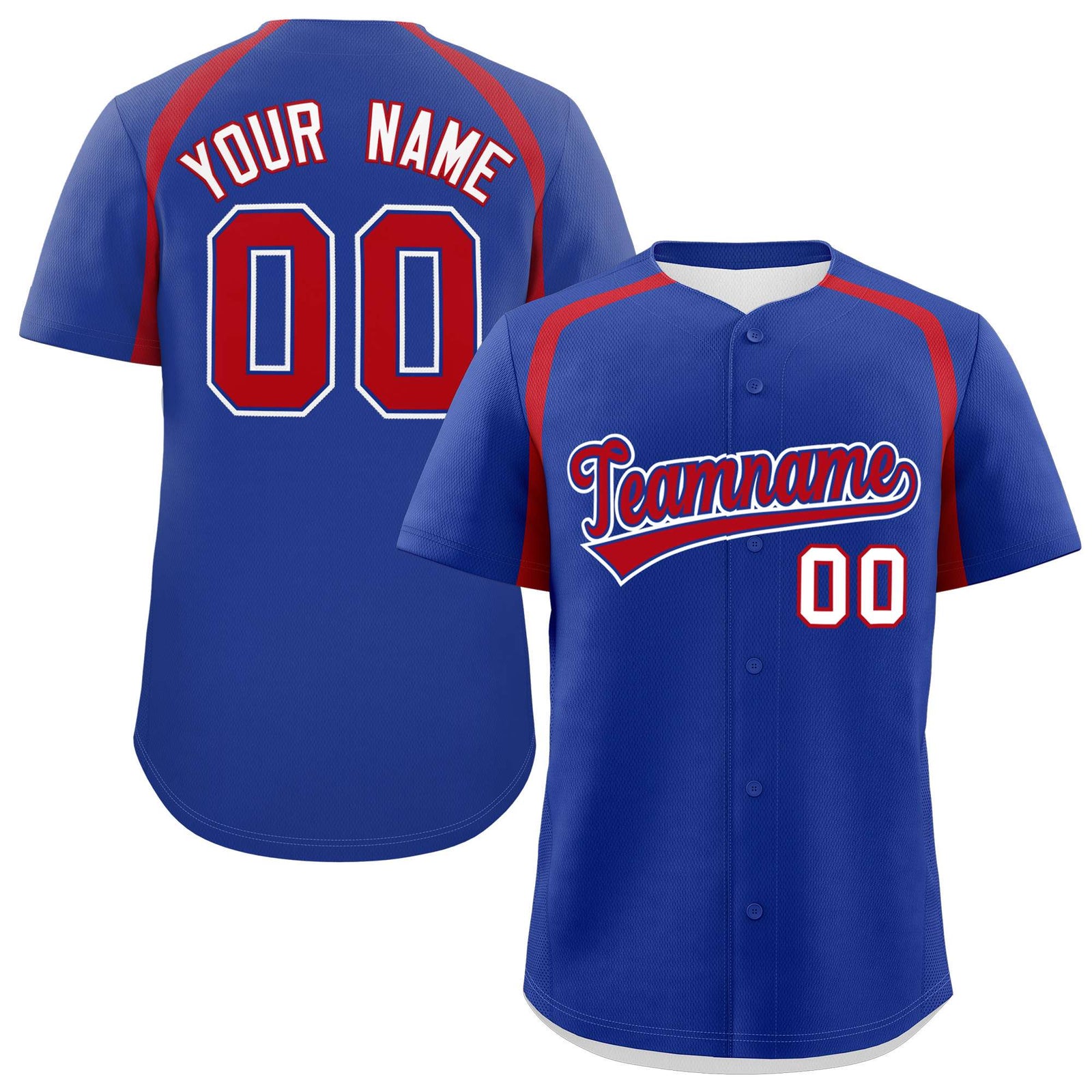 Custom Royal Red Personalized Color Block Authentic Baseball Jersey
