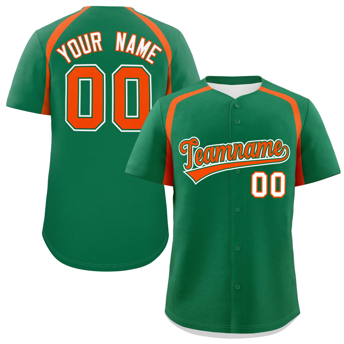 Custom Kelly Green Orange Personalized Color Block Authentic Baseball Jersey