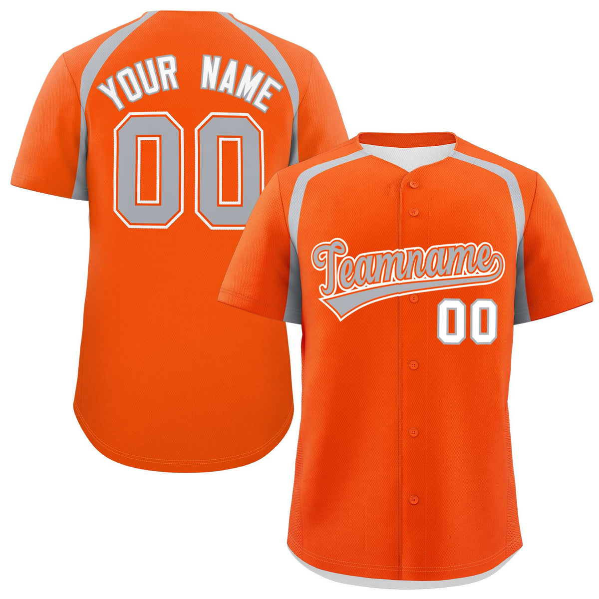 Custom Orange Silver Personalized Color Block Authentic Baseball Jersey