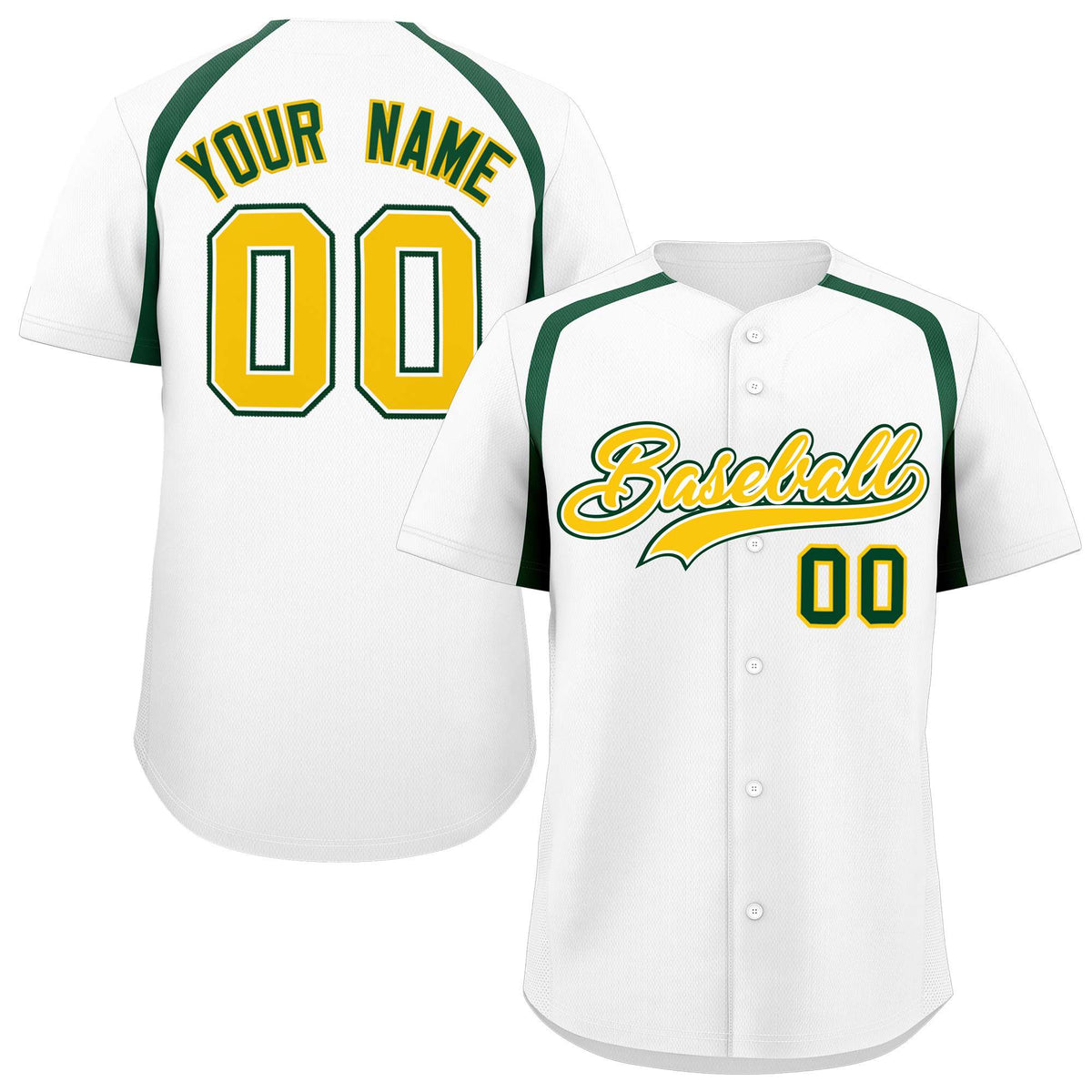 Custom White Kelly Green Personalized Color Block Authentic Baseball Jersey