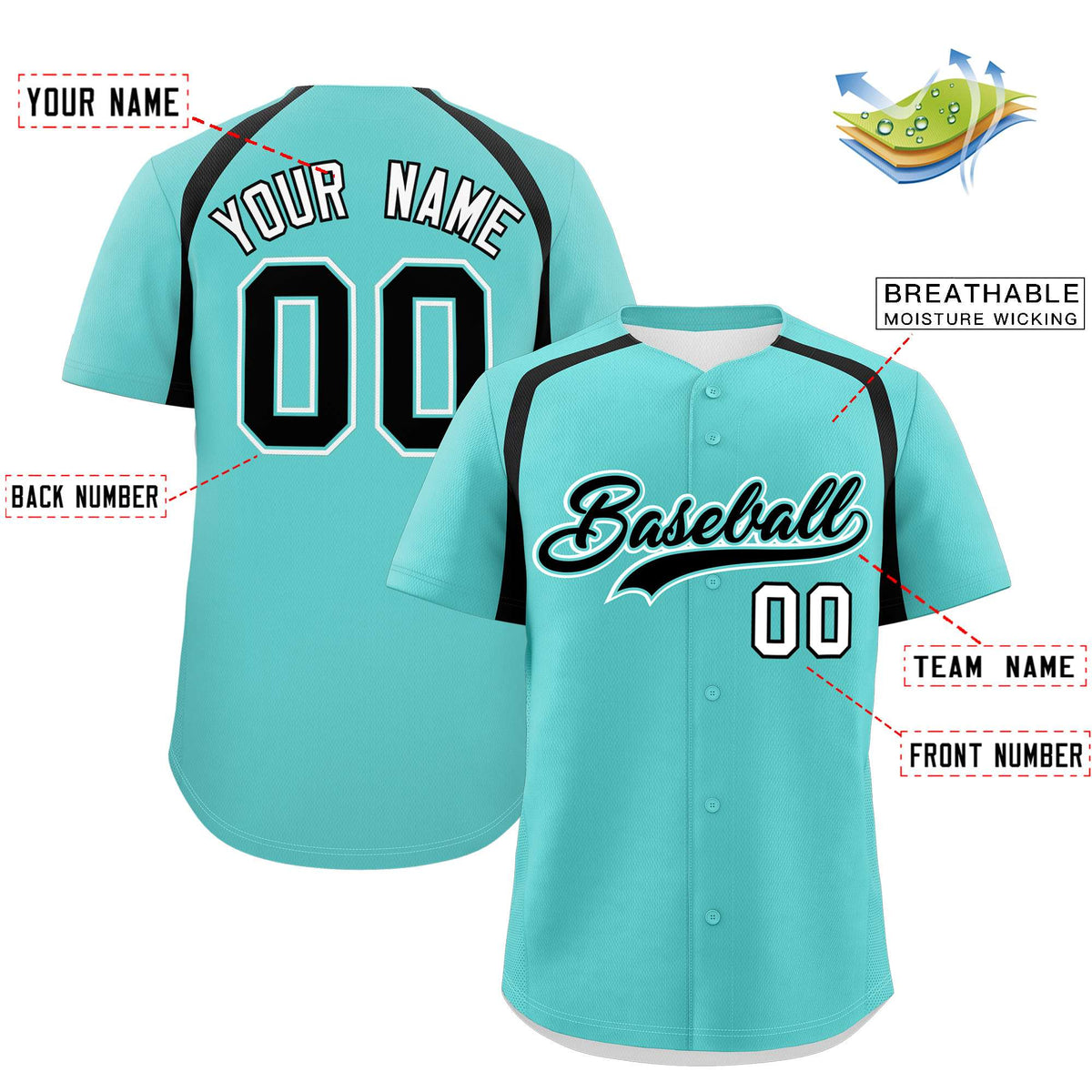 Custom Bright Green Black Personalized Color Block Authentic Baseball Jersey