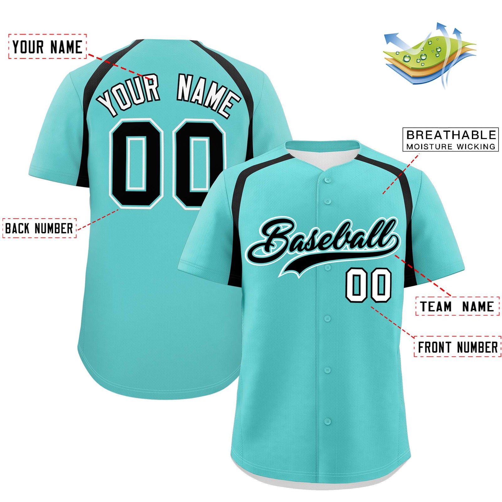 Custom Bright Green Black Personalized Color Block Authentic Baseball Jersey