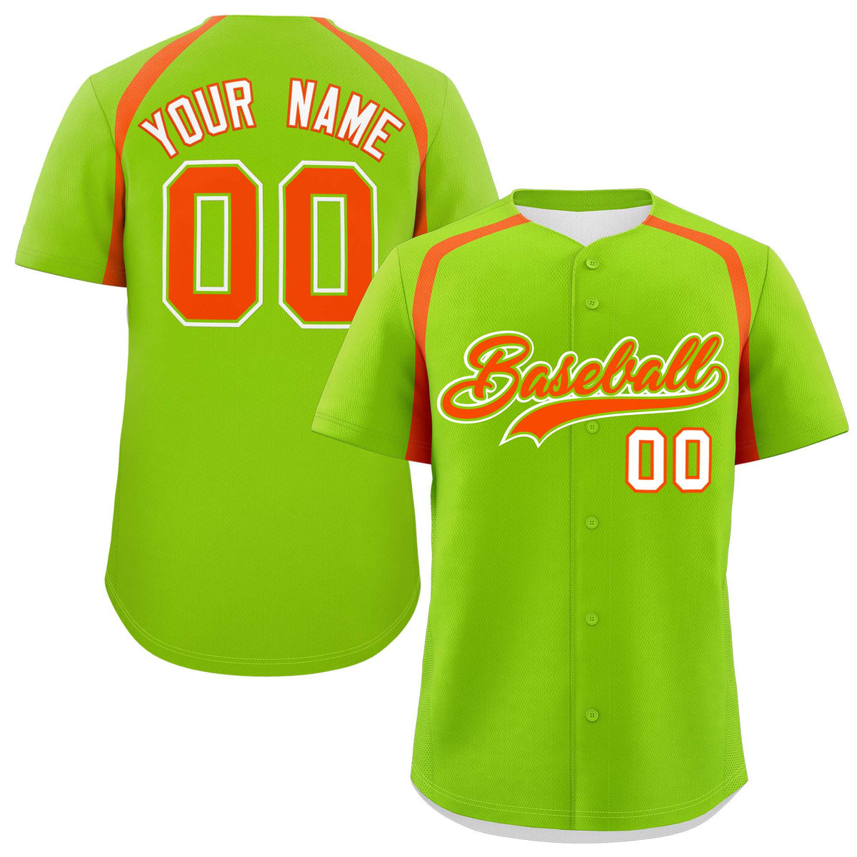 Custom Neon Green Orange Personalized Color Block Authentic Baseball Jersey