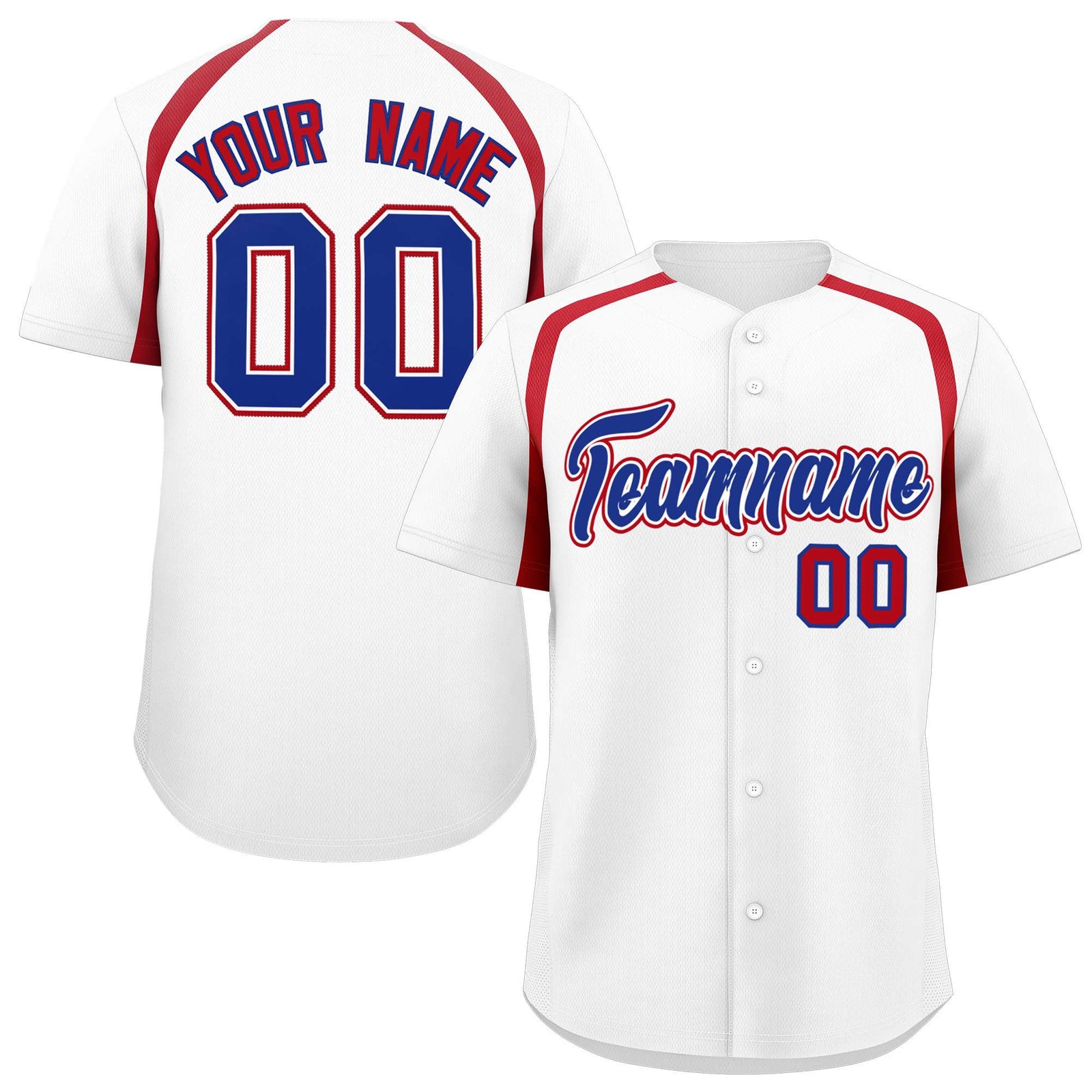 Custom White Red Personalized Color Block Authentic Baseball Jersey