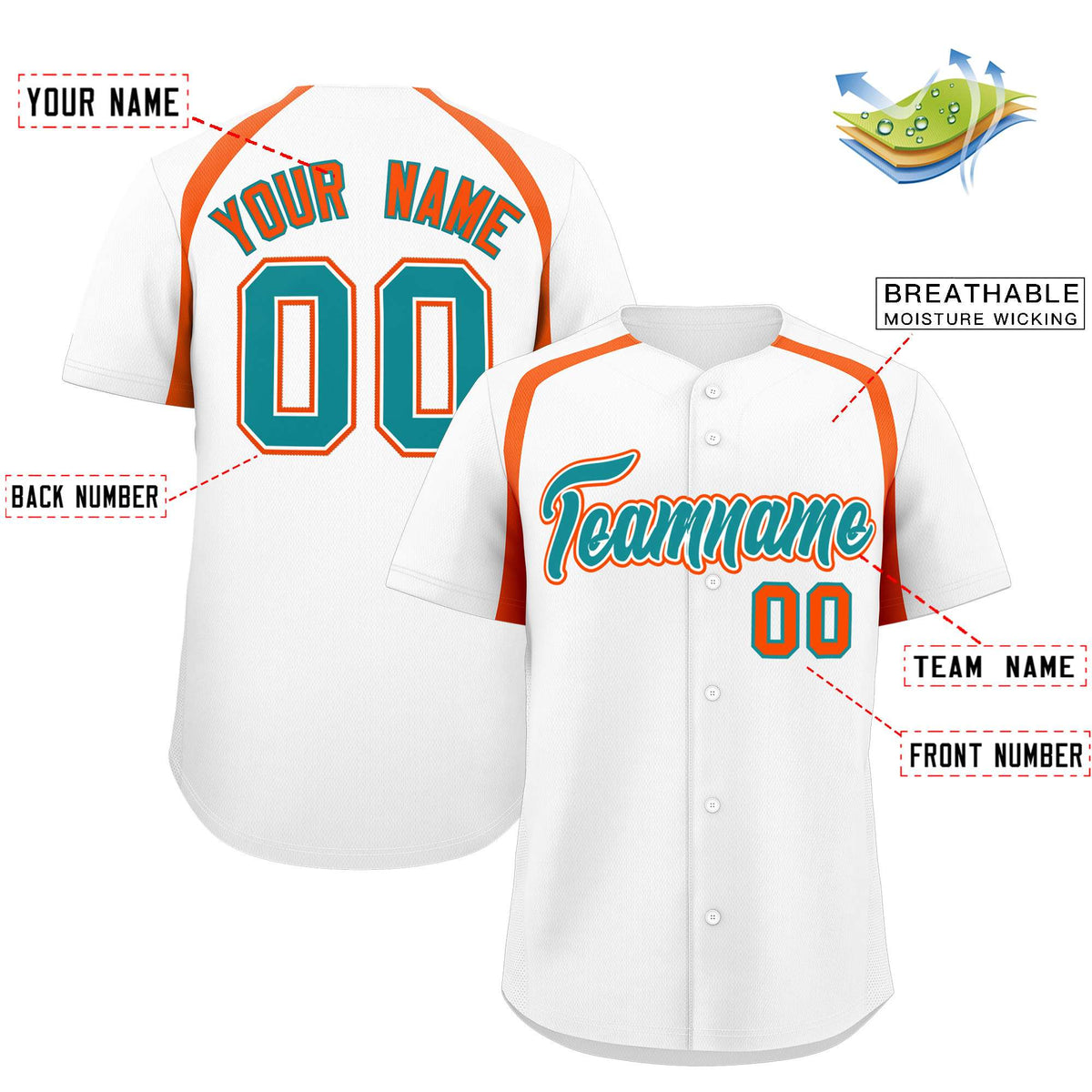 Custom White Orange Personalized Color Block Authentic Baseball Jersey