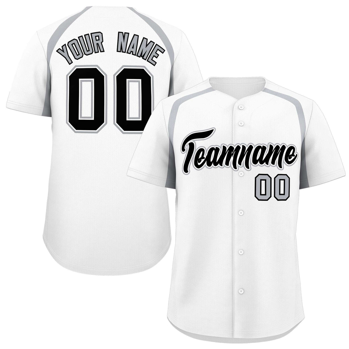 Custom White Silver Personalized Color Block Authentic Baseball Jersey