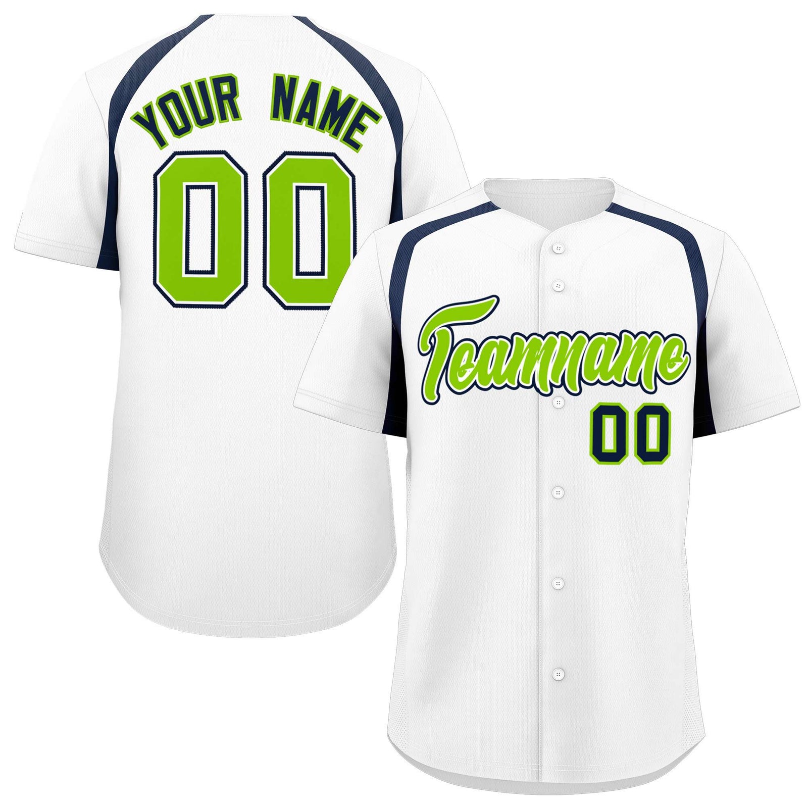 Custom White Navy Personalized Color Block Authentic Baseball Jersey
