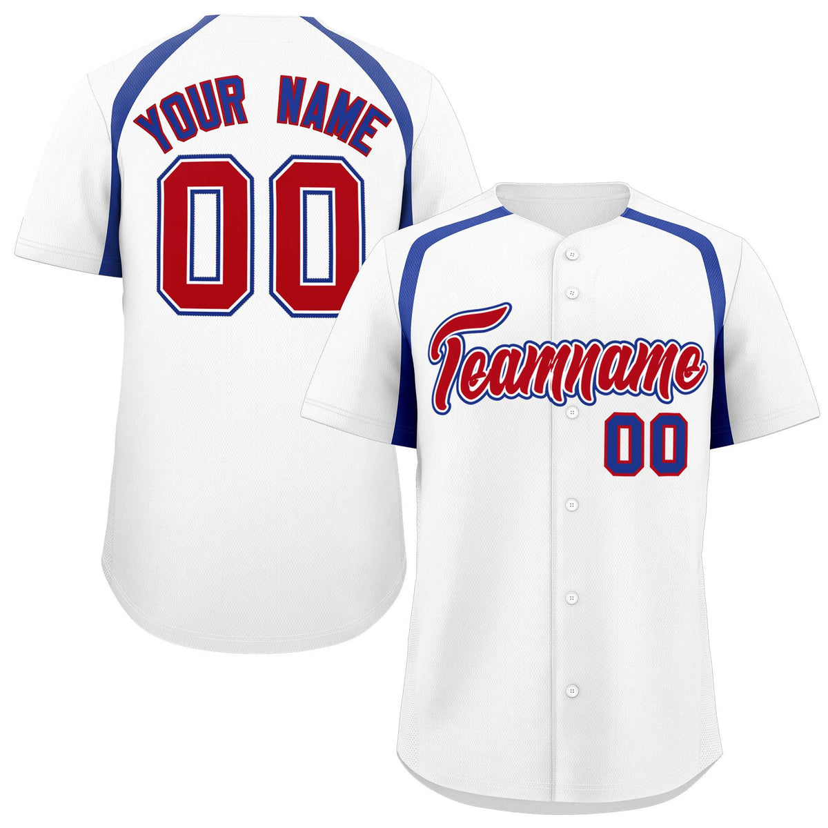 Custom White Royal Personalized Color Block Authentic Baseball Jersey
