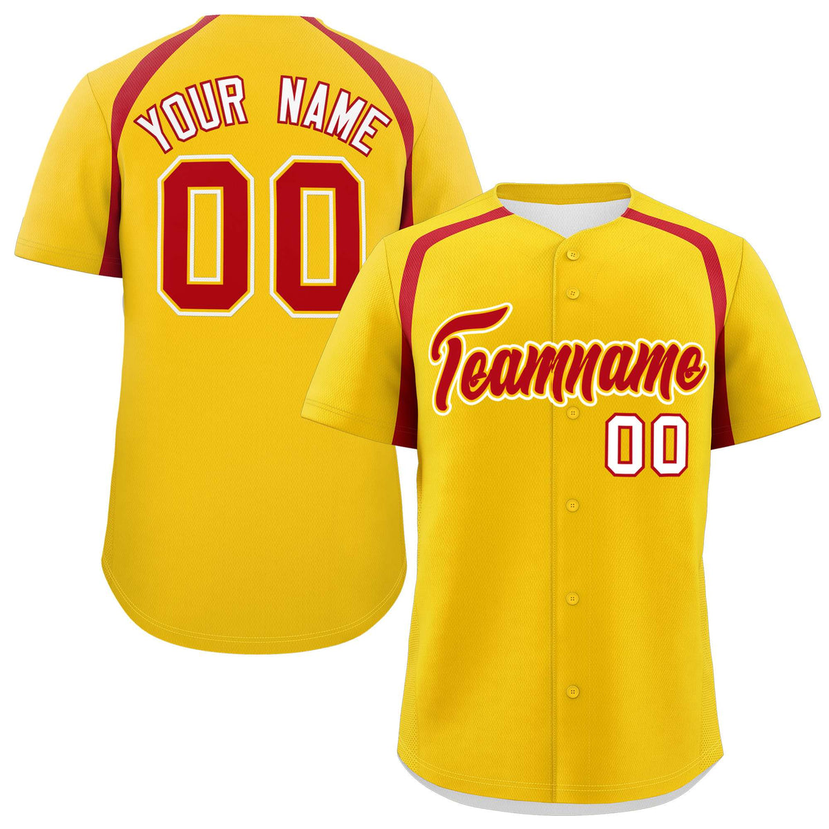 Custom Gold Red Personalized Color Block Authentic Baseball Jersey