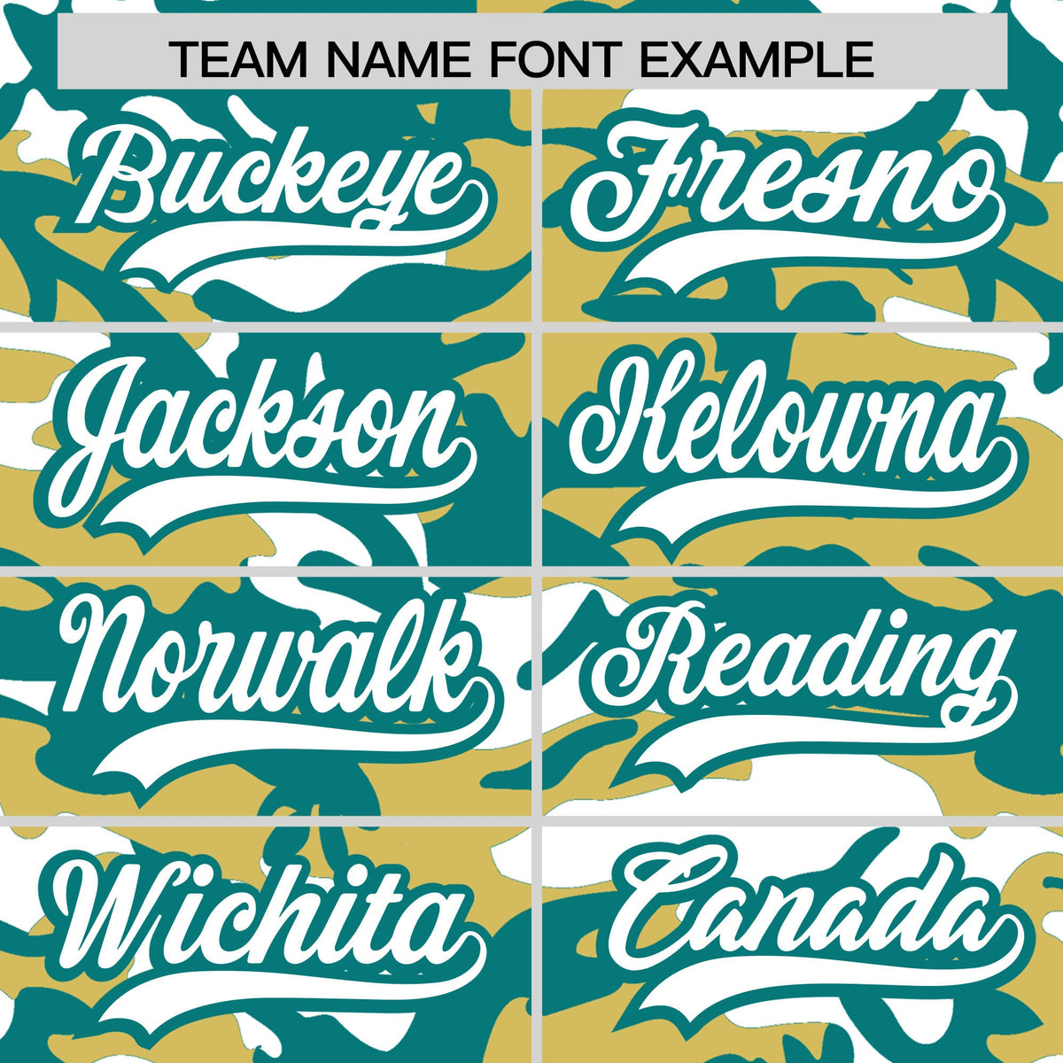 Custom Old Gold Teal White Camo Gradient Fashion Baseball Jersey | Perfect for Training,Sublimation Printed &amp; Stitched,Add Name and Numbern,Perfect for Teams | KXKSHOP
