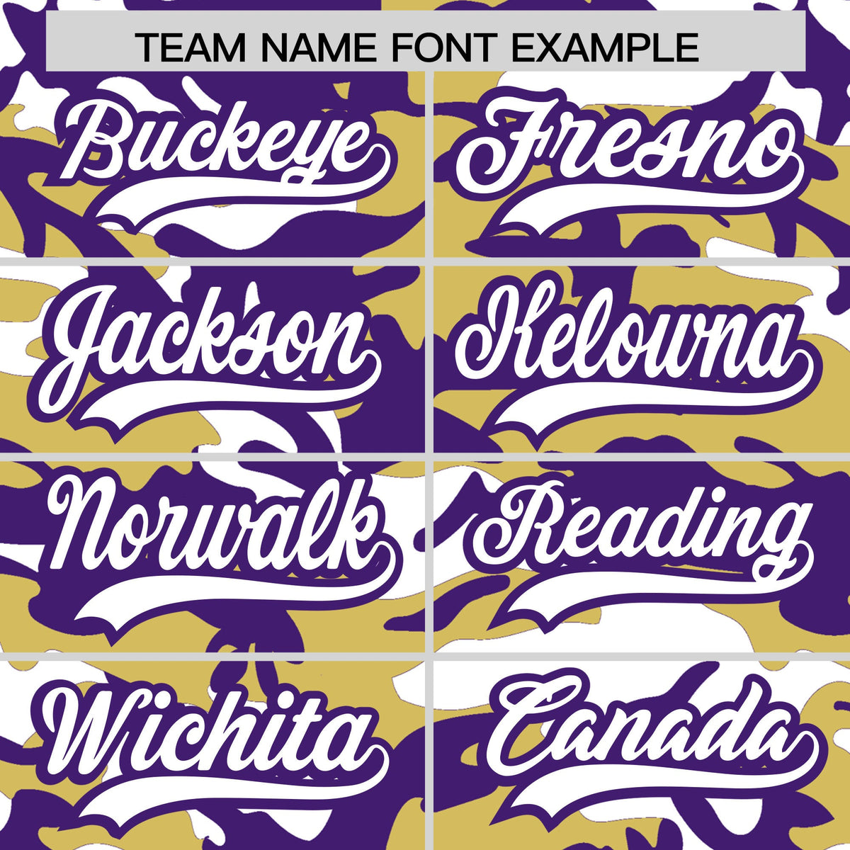 Custom Old Gold Purple White Camo Gradient Fashion Baseball Jersey | Perfect for Training,Sublimation Printed &amp; Stitched,Add Name and Numbern,Perfect for Teams | KXKSHOP