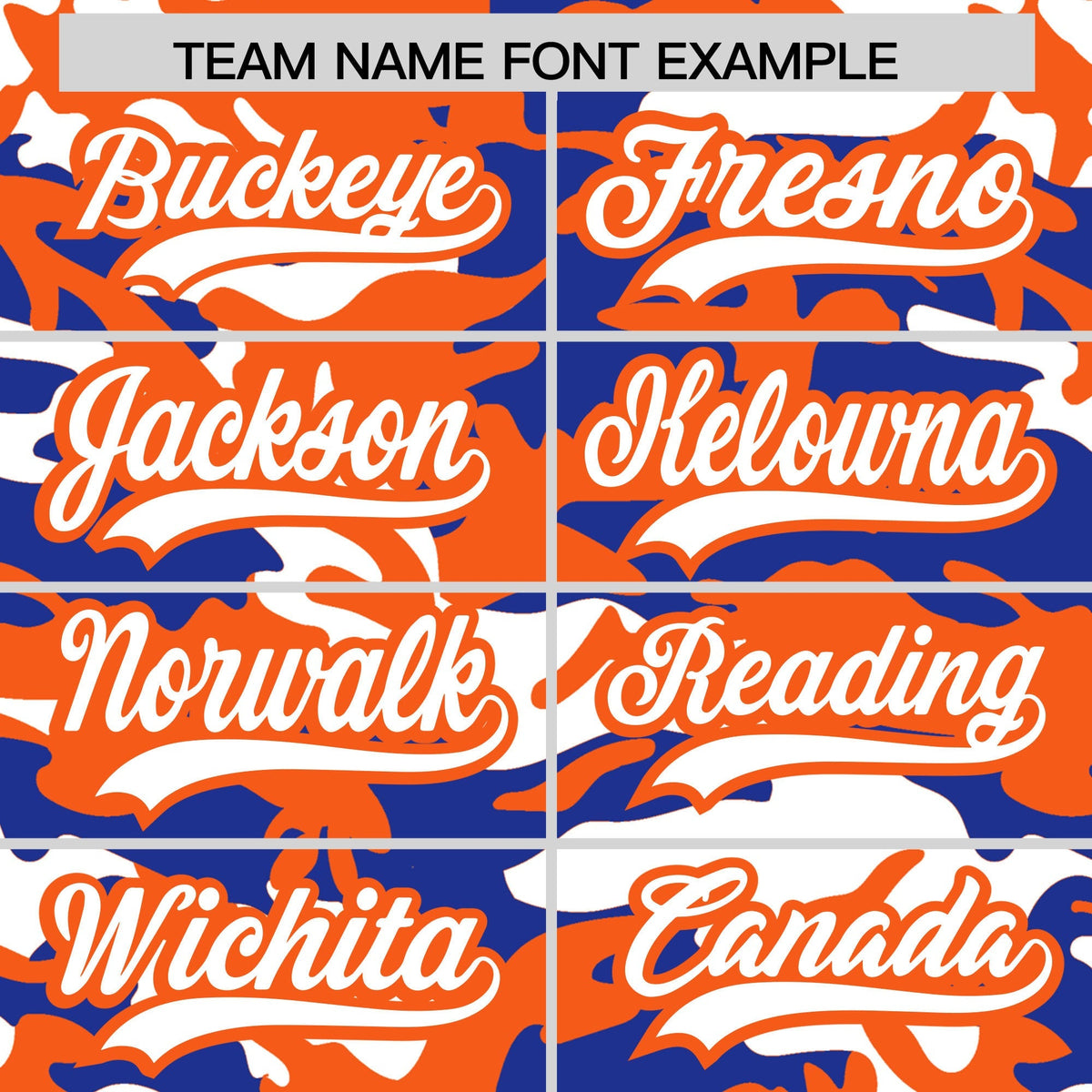 Custom Royal Blue Orange White Camo Gradient Fashion Baseball Jersey | Perfect for Training,Sublimation Printed &amp; Stitched,Add Name and Numbern,Perfect for Teams | KXKSHOP