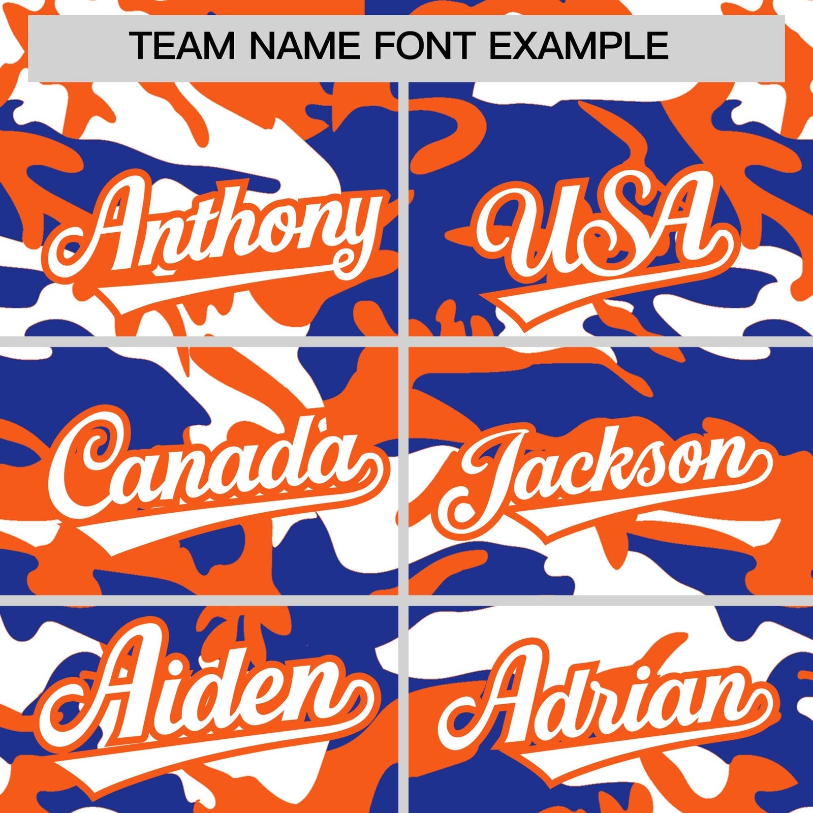 Custom Royal Blue Orange White Camo Gradient Fashion Baseball Jersey | Perfect for Training,Sublimation Printed & Stitched,Add Name and Numbern,Perfect for Teams | KXKSHOP