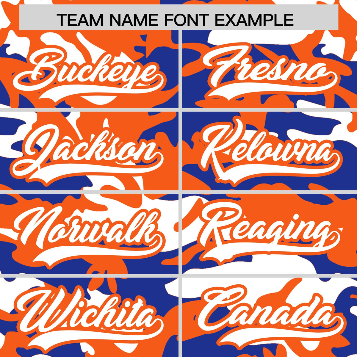 Custom Royal Blue Orange White Camo Gradient Fashion Baseball Jersey | Perfect for Training,Sublimation Printed &amp; Stitched,Add Name and Numbern,Perfect for Teams | KXKSHOP