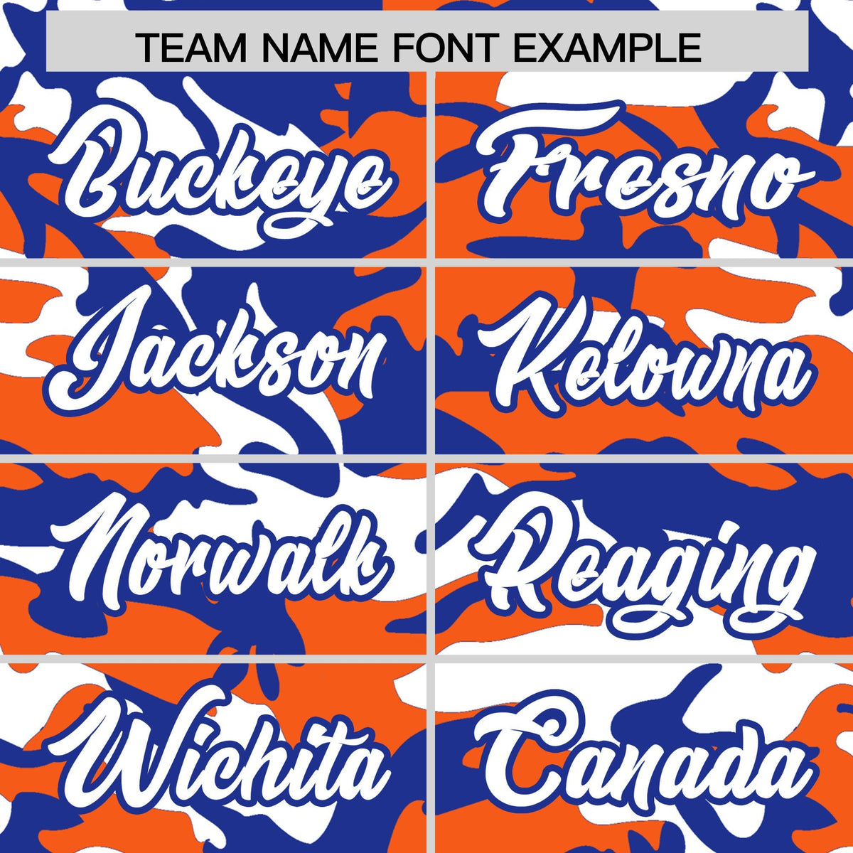 Custom Orange Royal Blue White Camo Gradient Fashion Baseball Jersey | Perfect for Training,Sublimation Printed &amp; Stitched,Add Name and Numbern,Perfect for Teams | KXKSHOP