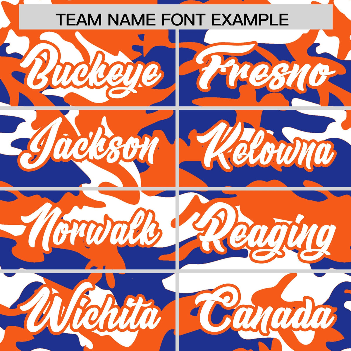 Custom Royal Blue Orange White Camo Gradient Fashion Baseball Jersey | Perfect for Training,Sublimation Printed &amp; Stitched,Add Name and Numbern,Perfect for Teams | KXKSHOP