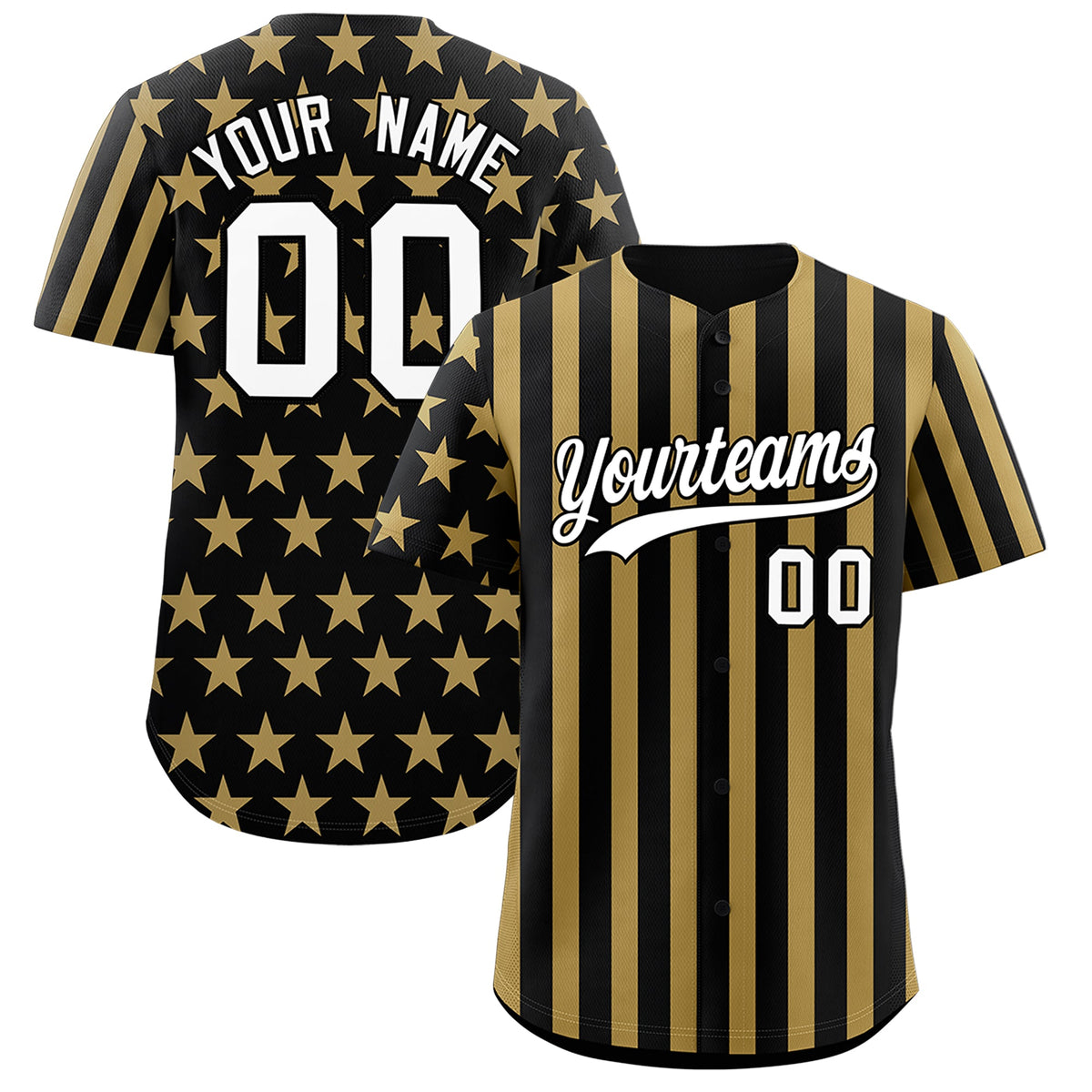 Custom Black Old Gold American Flag Graffiti Pattern Baseball Jersey| KXKSHOP