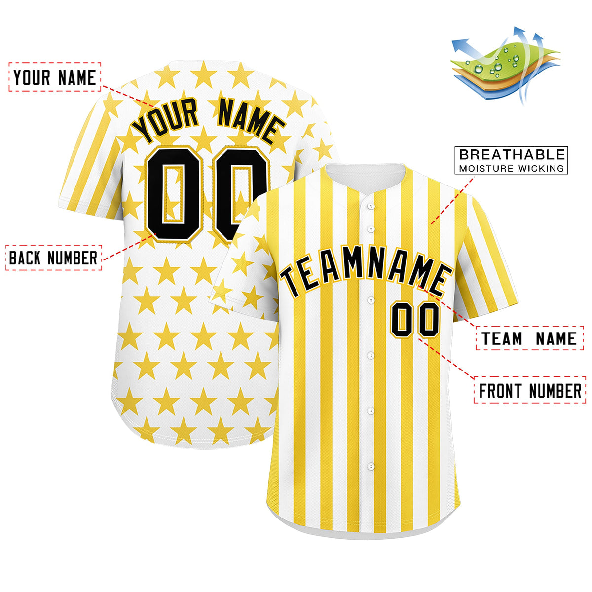 Custom White Gold American Flag Graffiti Pattern Baseball Jersey| KXKSHOP