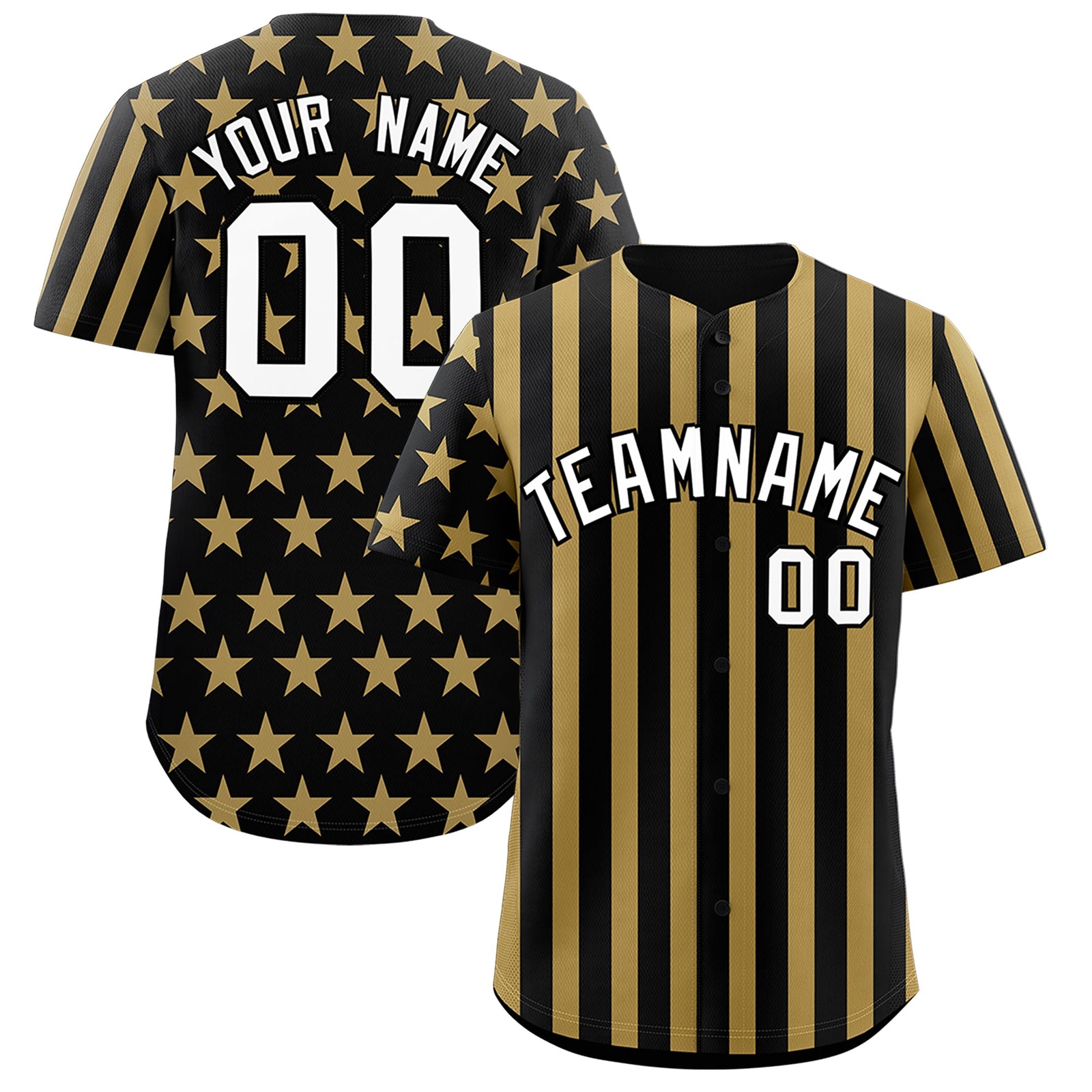 Custom Black Old Gold American Flag Graffiti Pattern Baseball Jersey| KXKSHOP