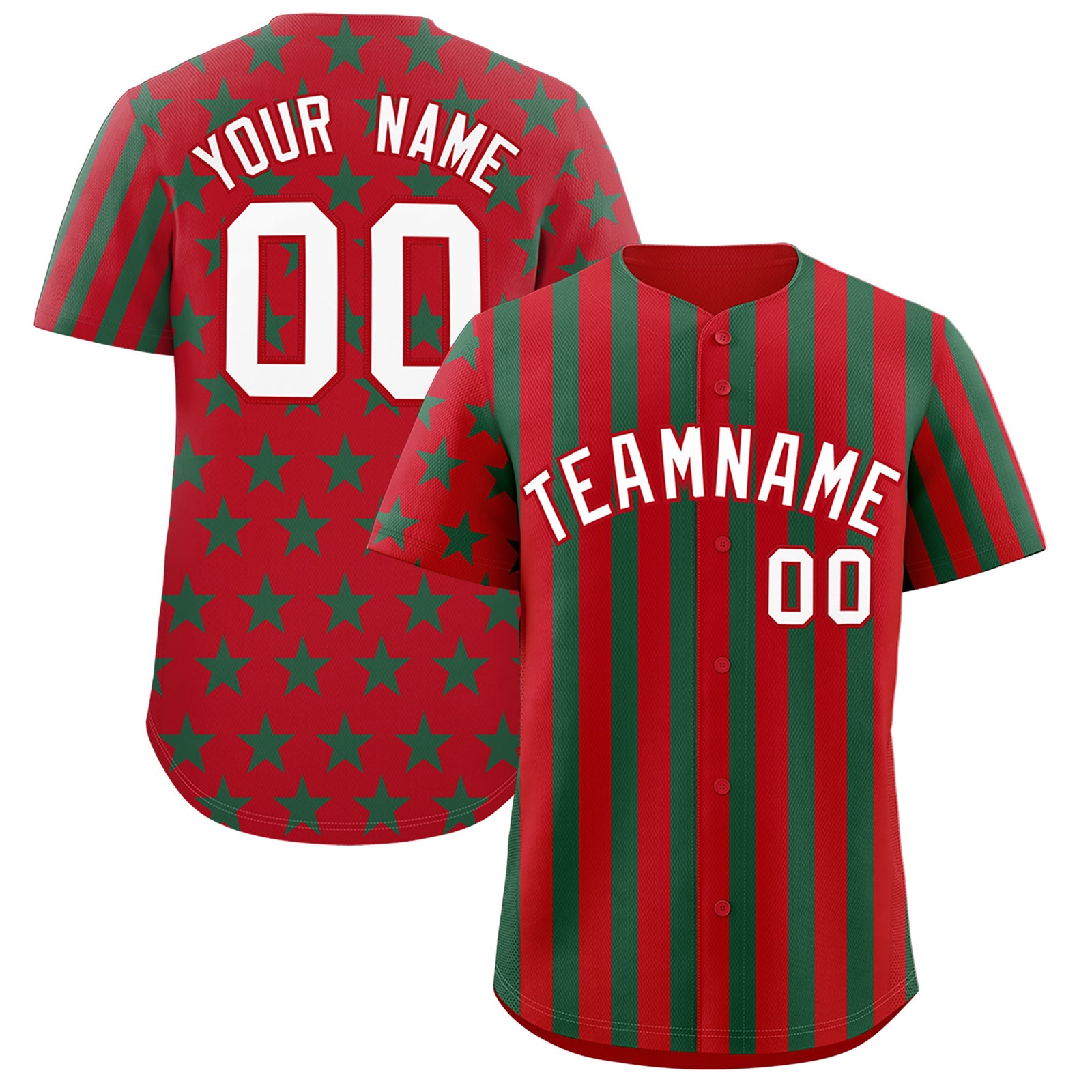 Custom Red Kelly Green American Flag Graffiti Pattern Baseball Jersey| KXKSHOP