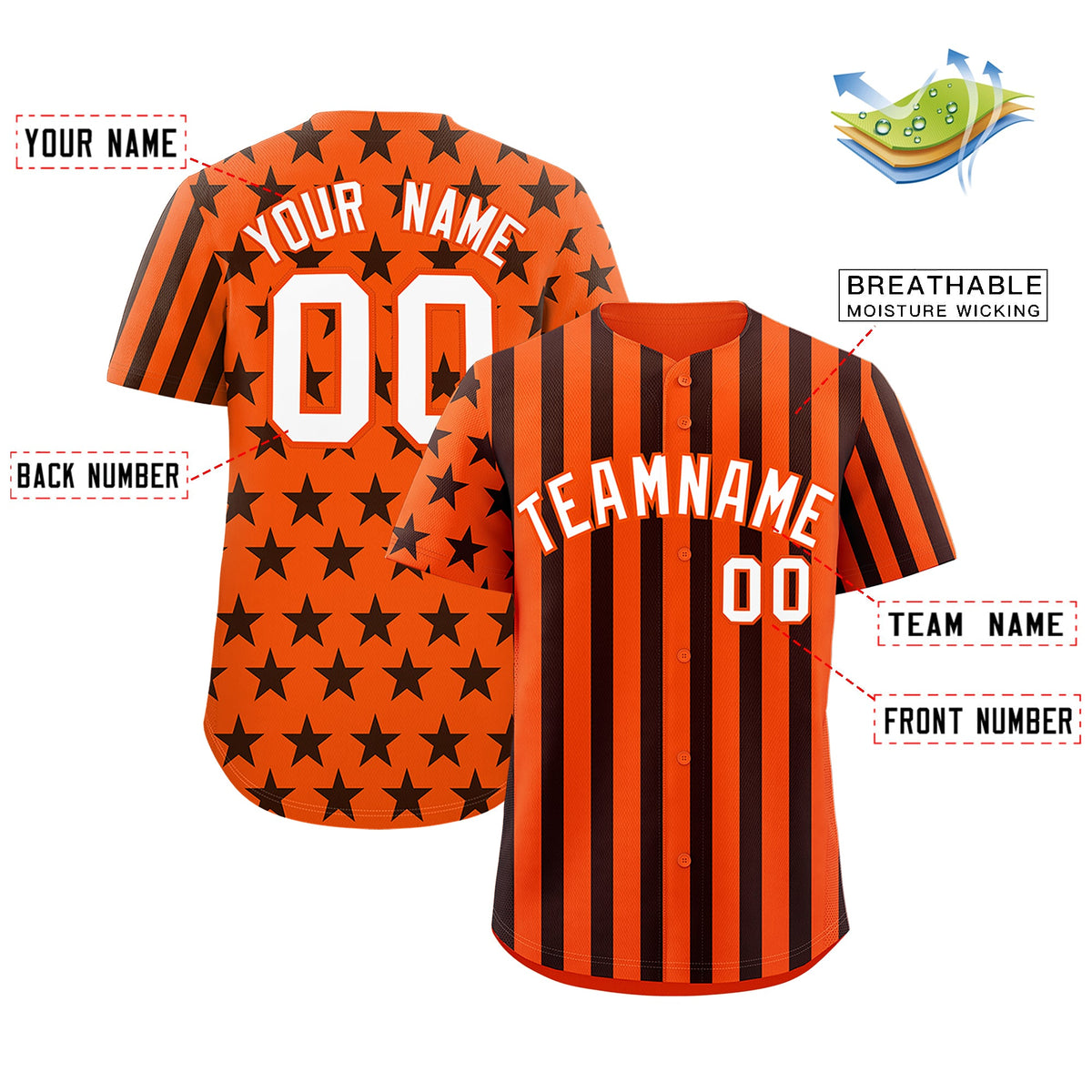 Custom Orange Black American Flag Graffiti Pattern Baseball Jersey| KXKSHOP