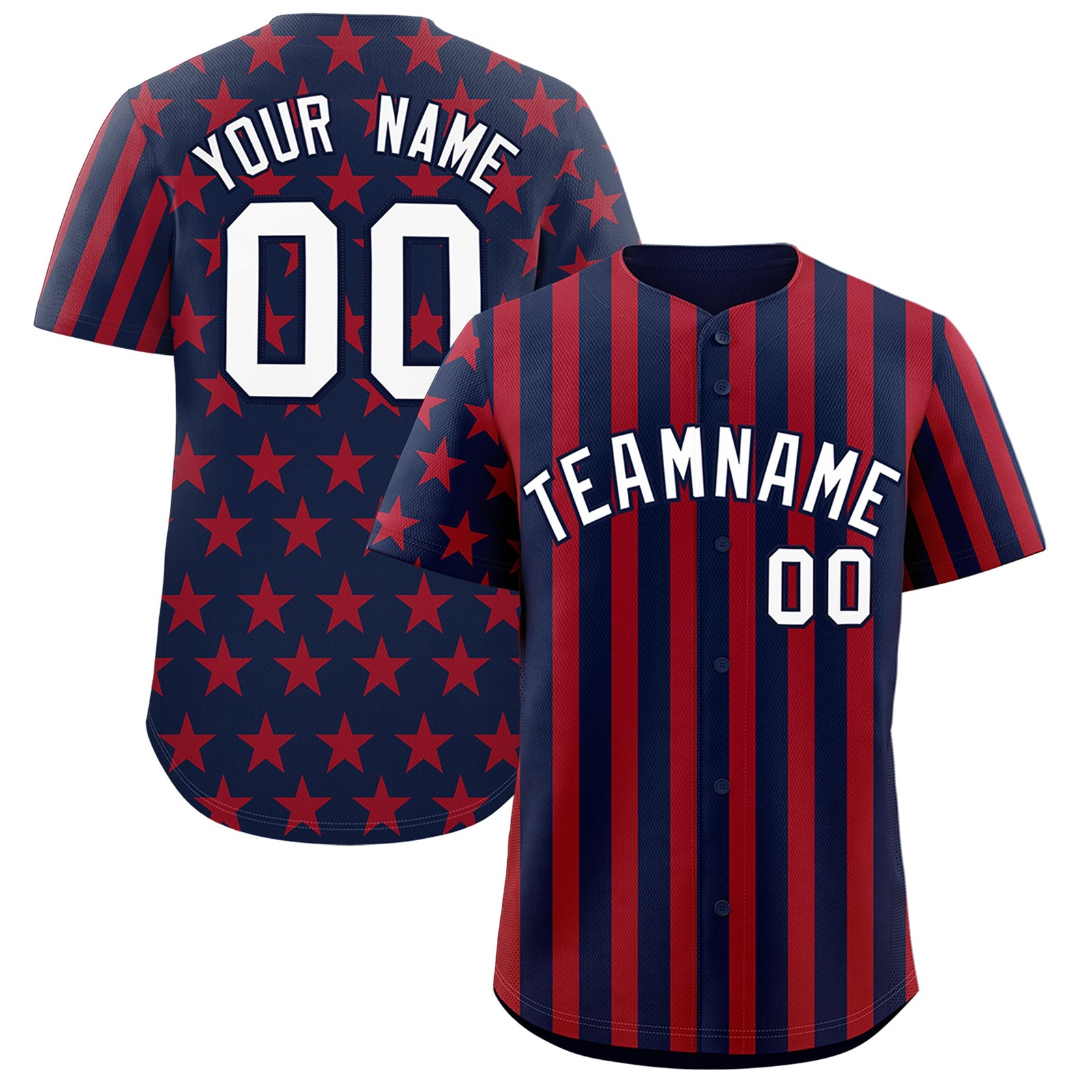 Custom Navy Red White American Flag Graffiti Pattern Baseball Jersey| KXKSHOP