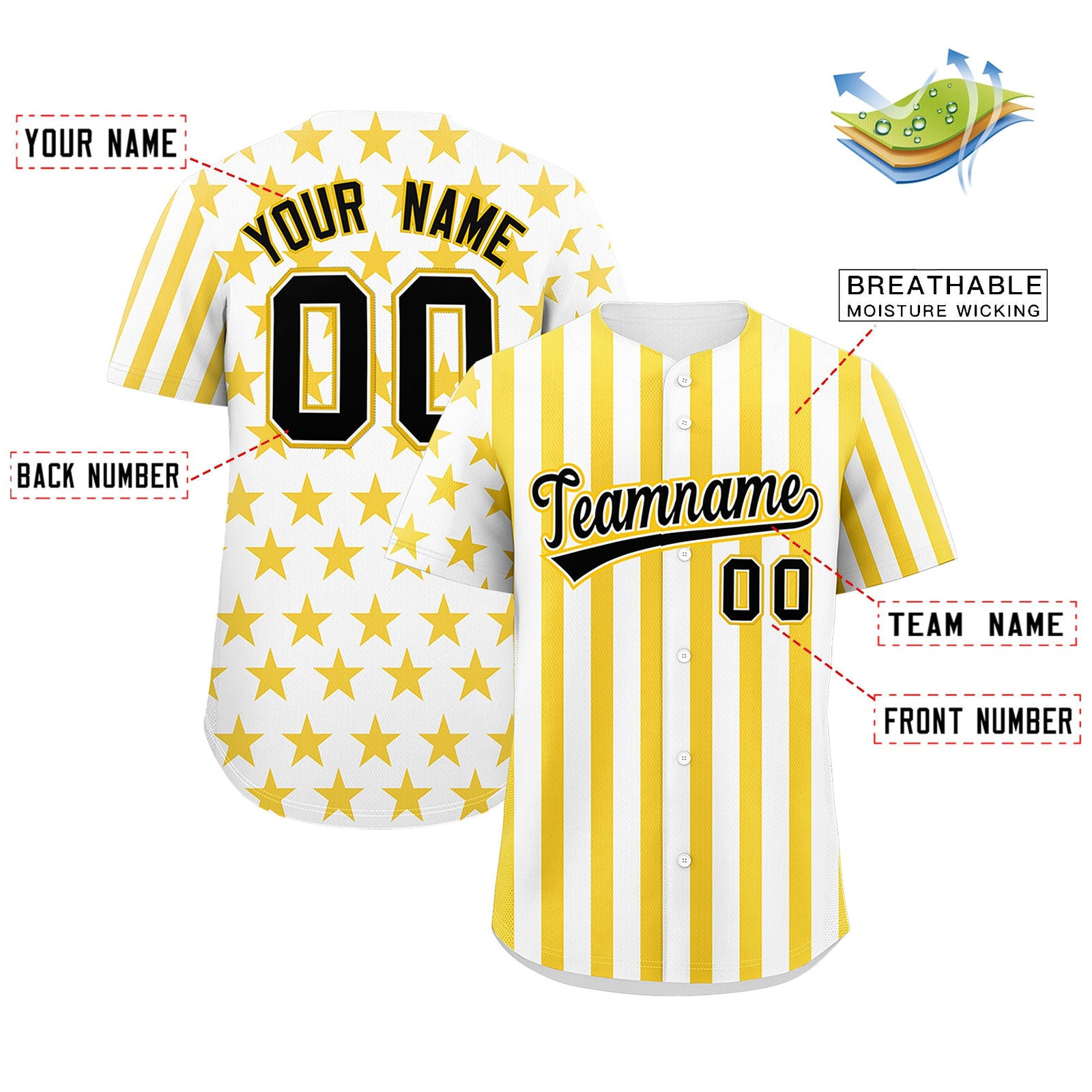 Custom White Gold American Flag Graffiti Pattern Baseball Jersey| KXKSHOP