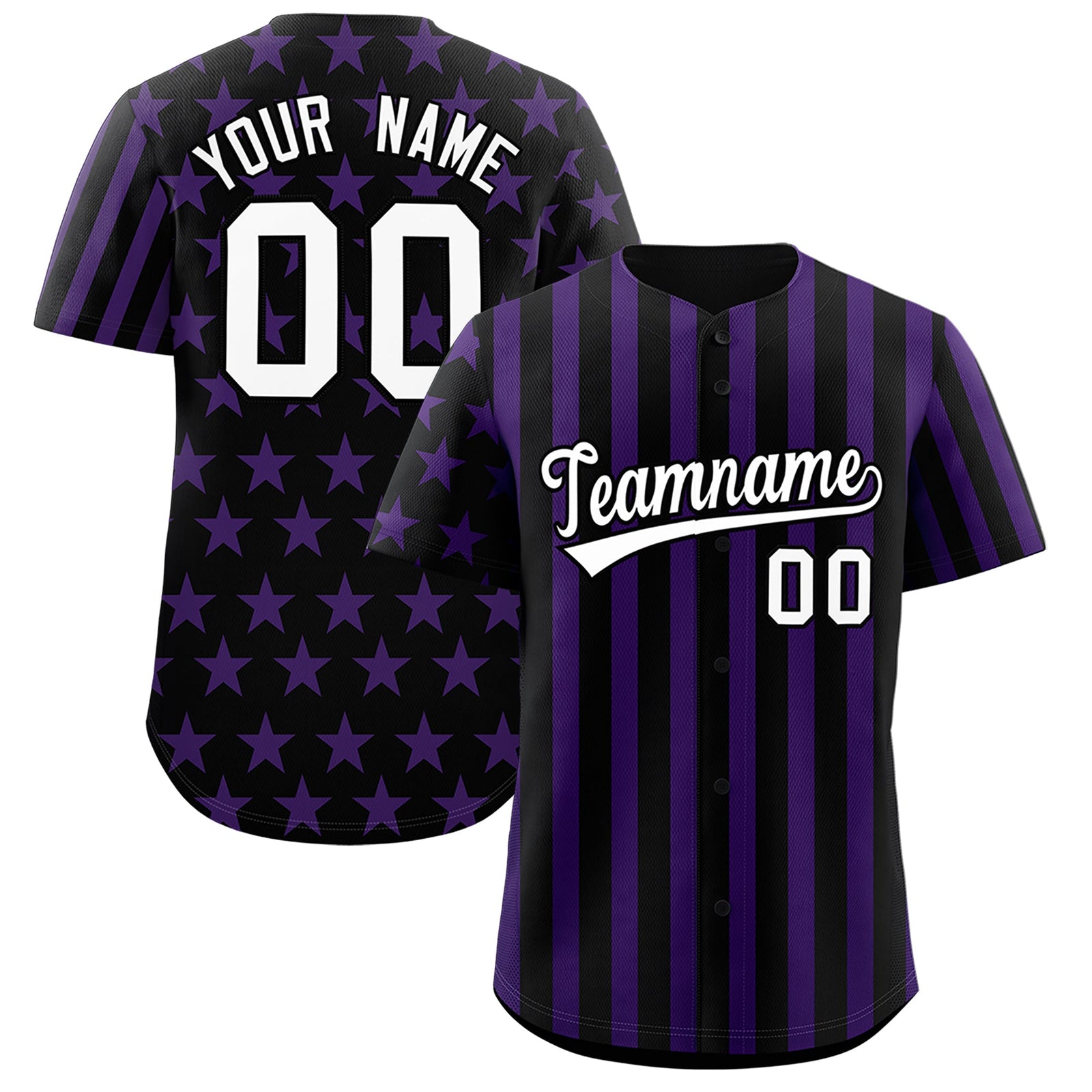 Custom Black Purple American Flag Graffiti Pattern Baseball Jersey| KXKSHOP