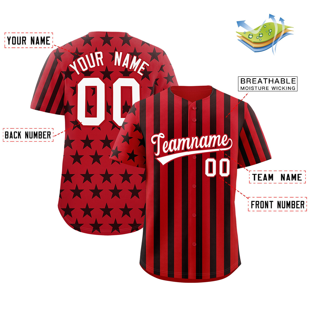 Custom Red Black American Flag Graffiti Pattern Baseball Jersey| KXKSHOP