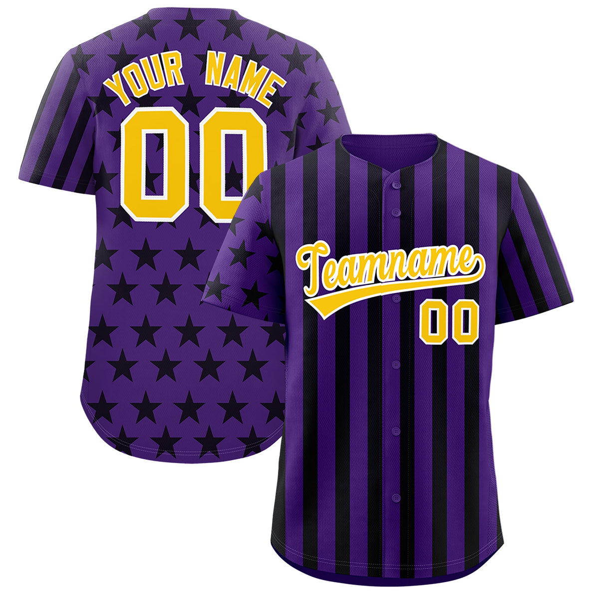 Custom Purple Black American Flag Graffiti Pattern Baseball Jersey| KXKSHOP