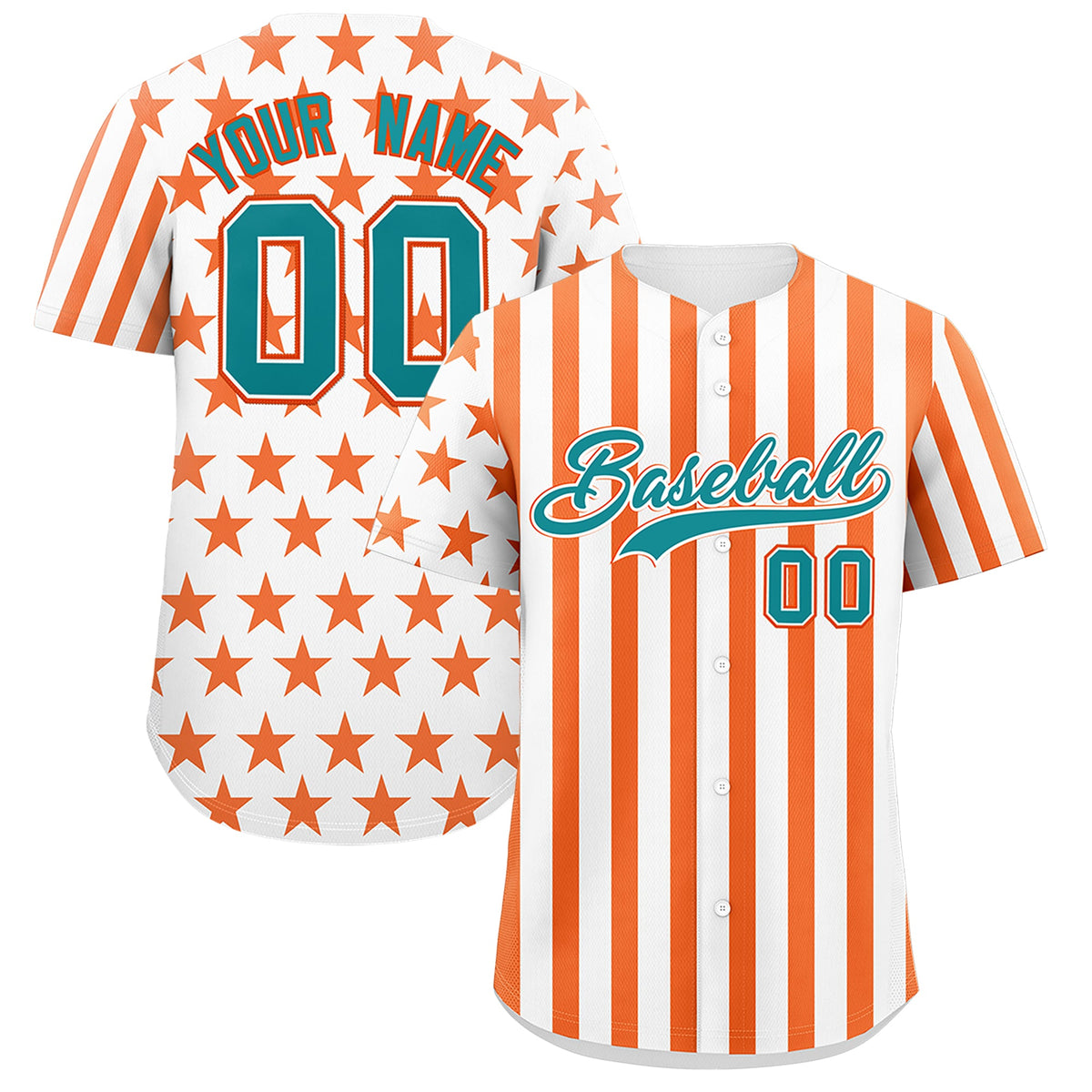 Custom White Orange American Flag Graffiti Pattern Baseball Jersey| KXKSHOP