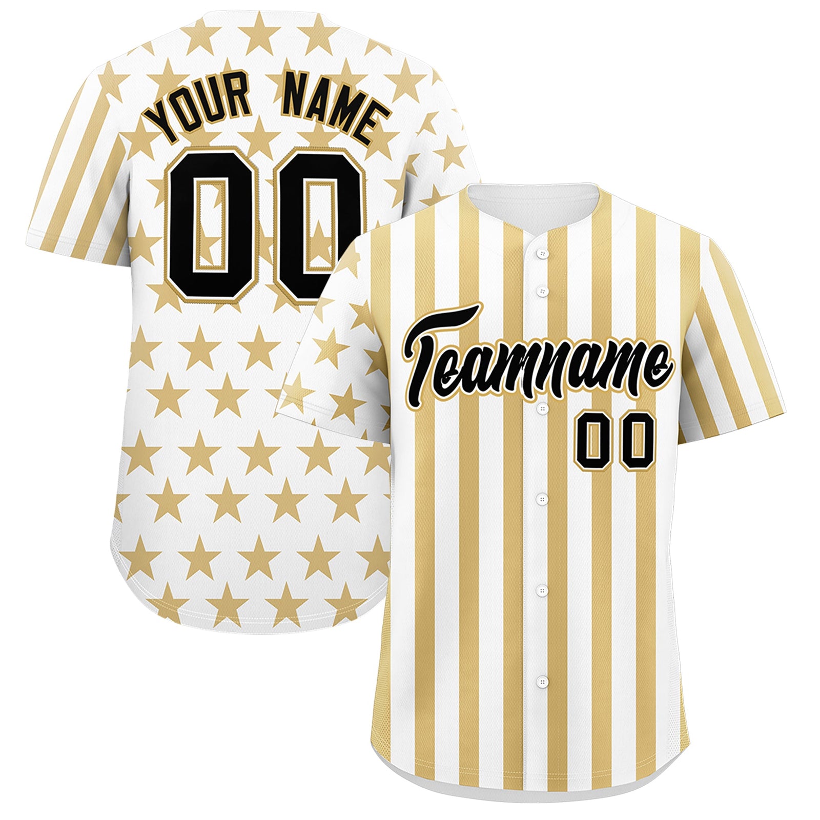 Custom White Old Gold American Flag Graffiti Pattern Baseball Jersey| KXKSHOP