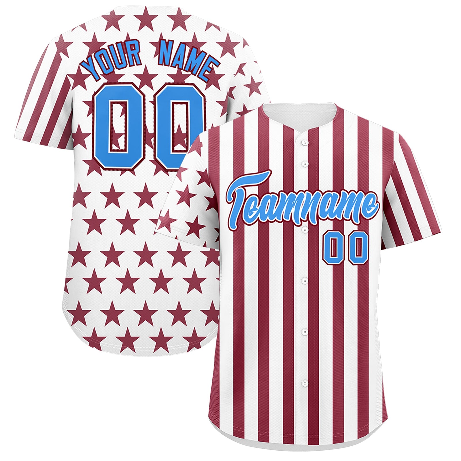 Custom White Crimson American Flag Graffiti Pattern Baseball Jersey| KXKSHOP