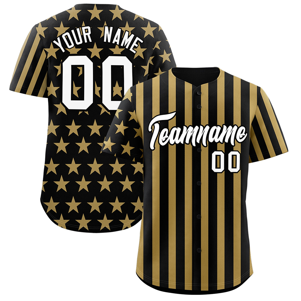 Custom Black Old Gold American Flag Graffiti Pattern Baseball Jersey| KXKSHOP