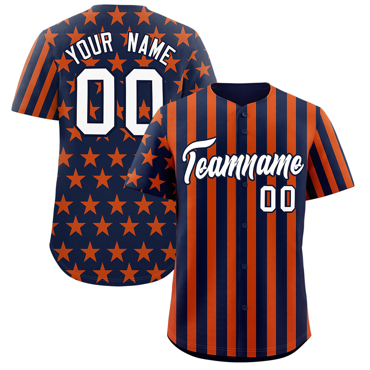 Custom Navy Orange White American Flag Graffiti Pattern Baseball Jersey| KXKSHOP