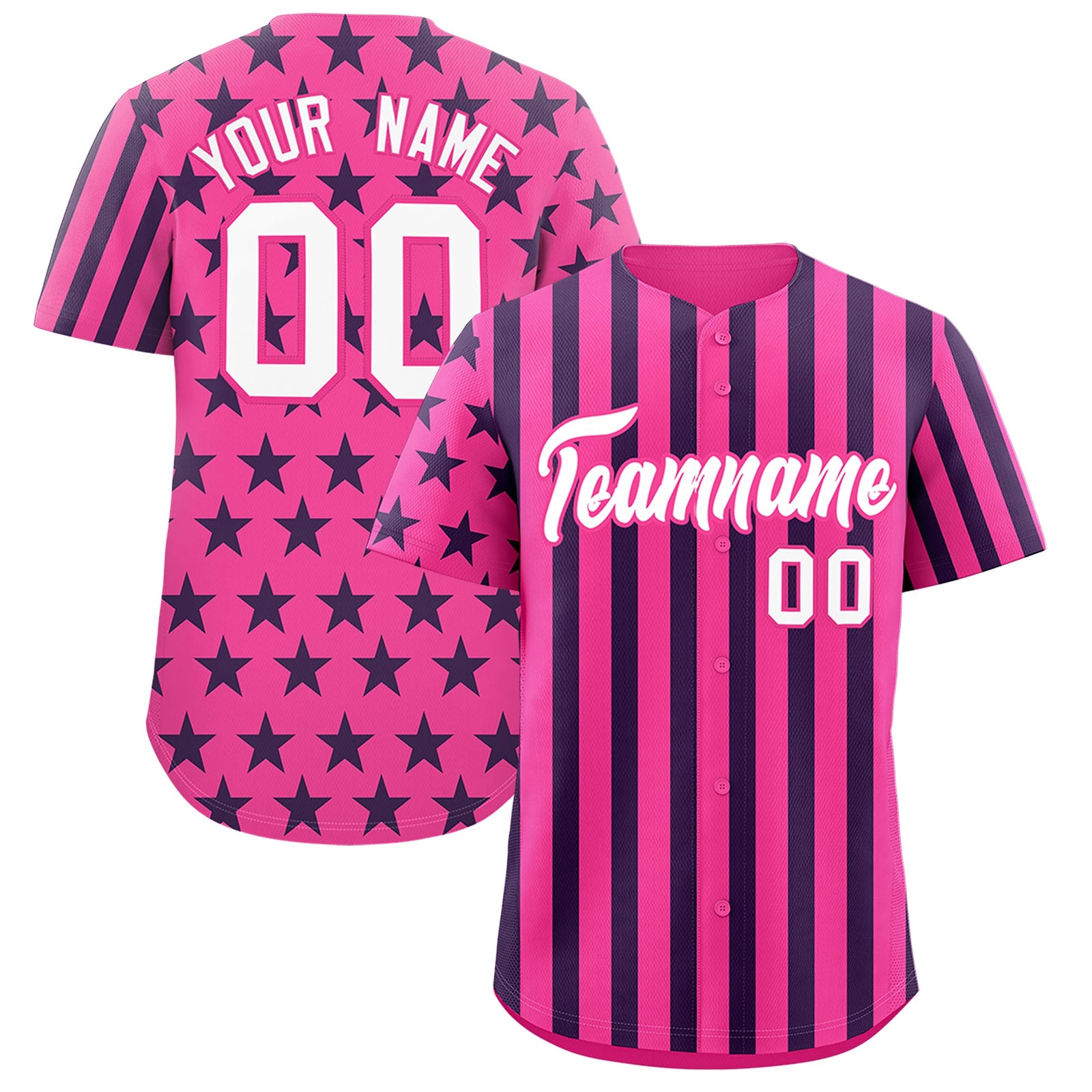 Custom Pink White Navy American Flag Graffiti Pattern Baseball Jersey| KXKSHOP