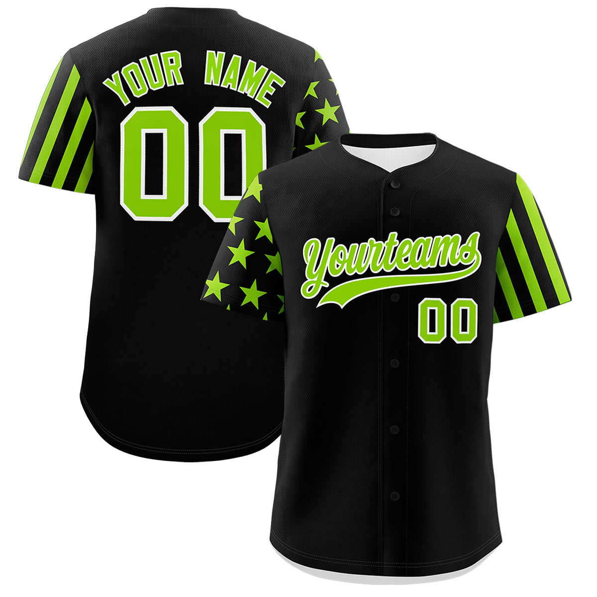 Custom Black Neon Green American Flag Raglan Sleeves Baseball Jersey| KXKSHOP