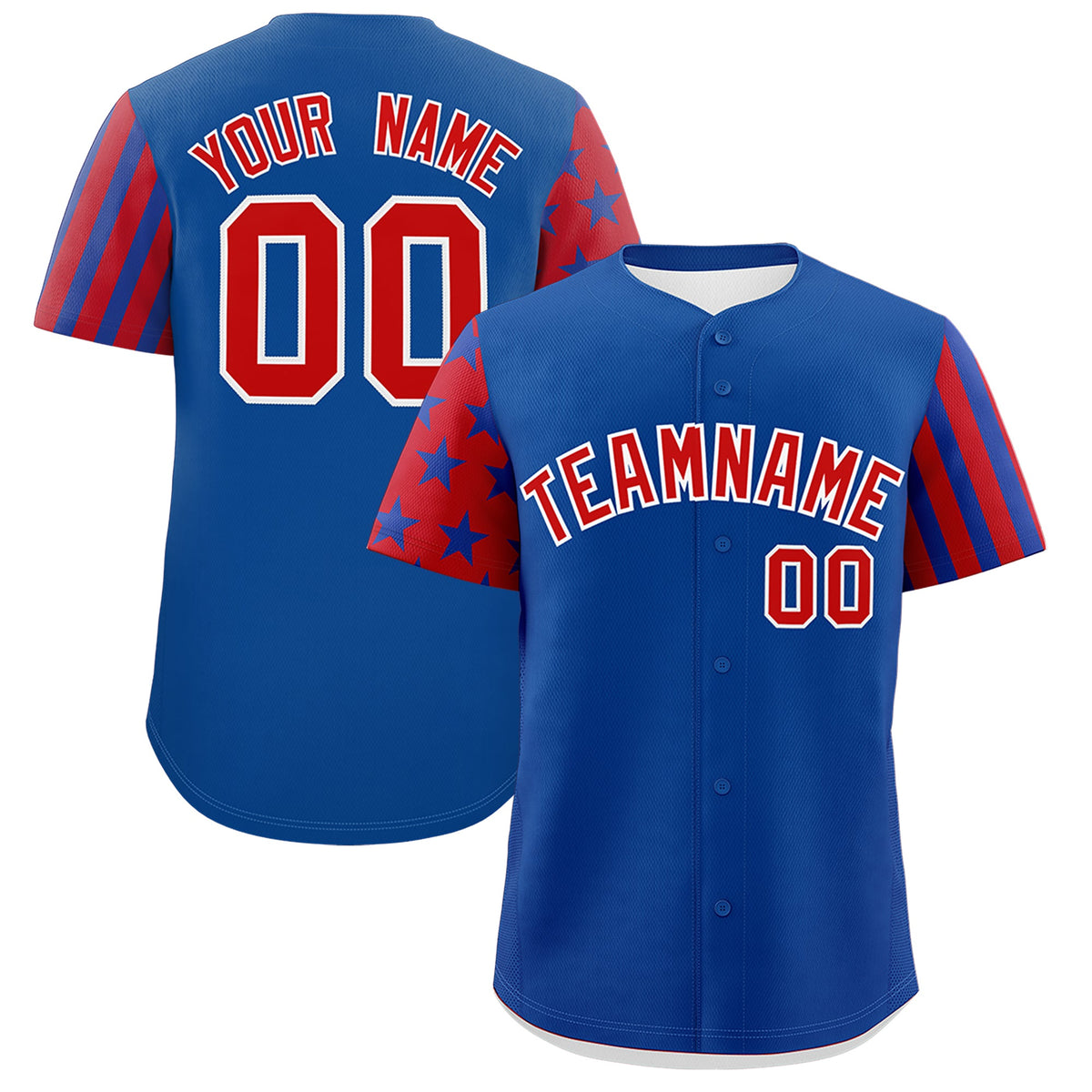 Custom Royal Blue Red American Flag Raglan Sleeves Baseball Jersey| KXKSHOP