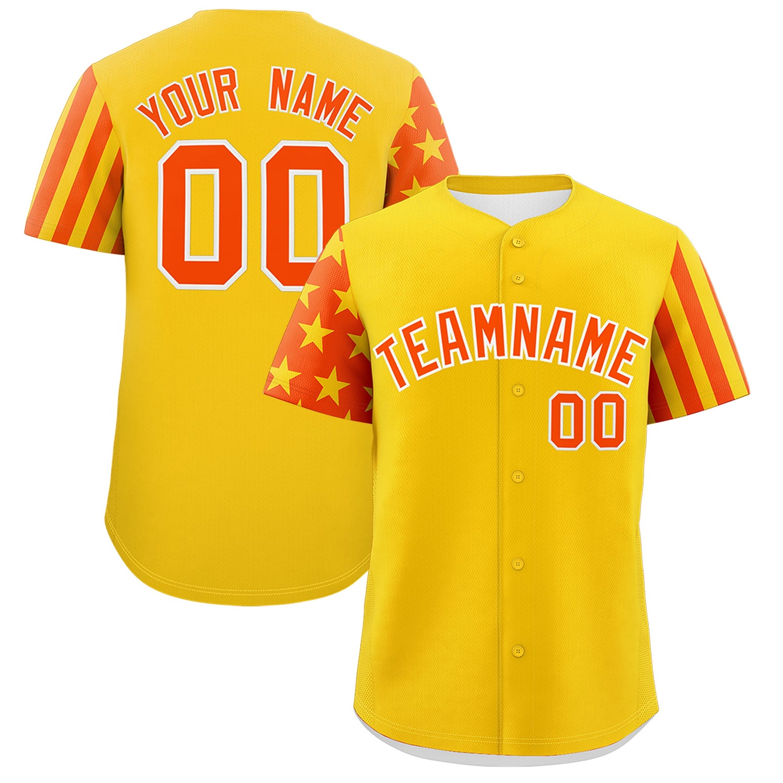 Custom Gold Orange American Flag Raglan Sleeves Baseball Jersey| KXKSHOP